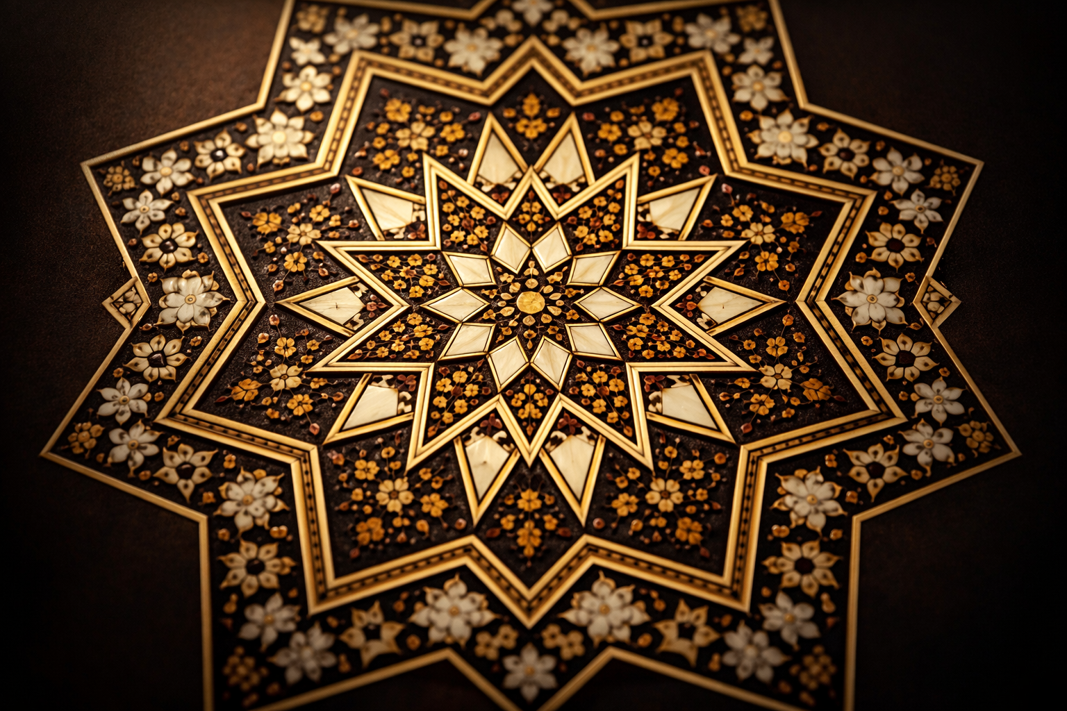 Close-up of Khatam inlay geometric pattern