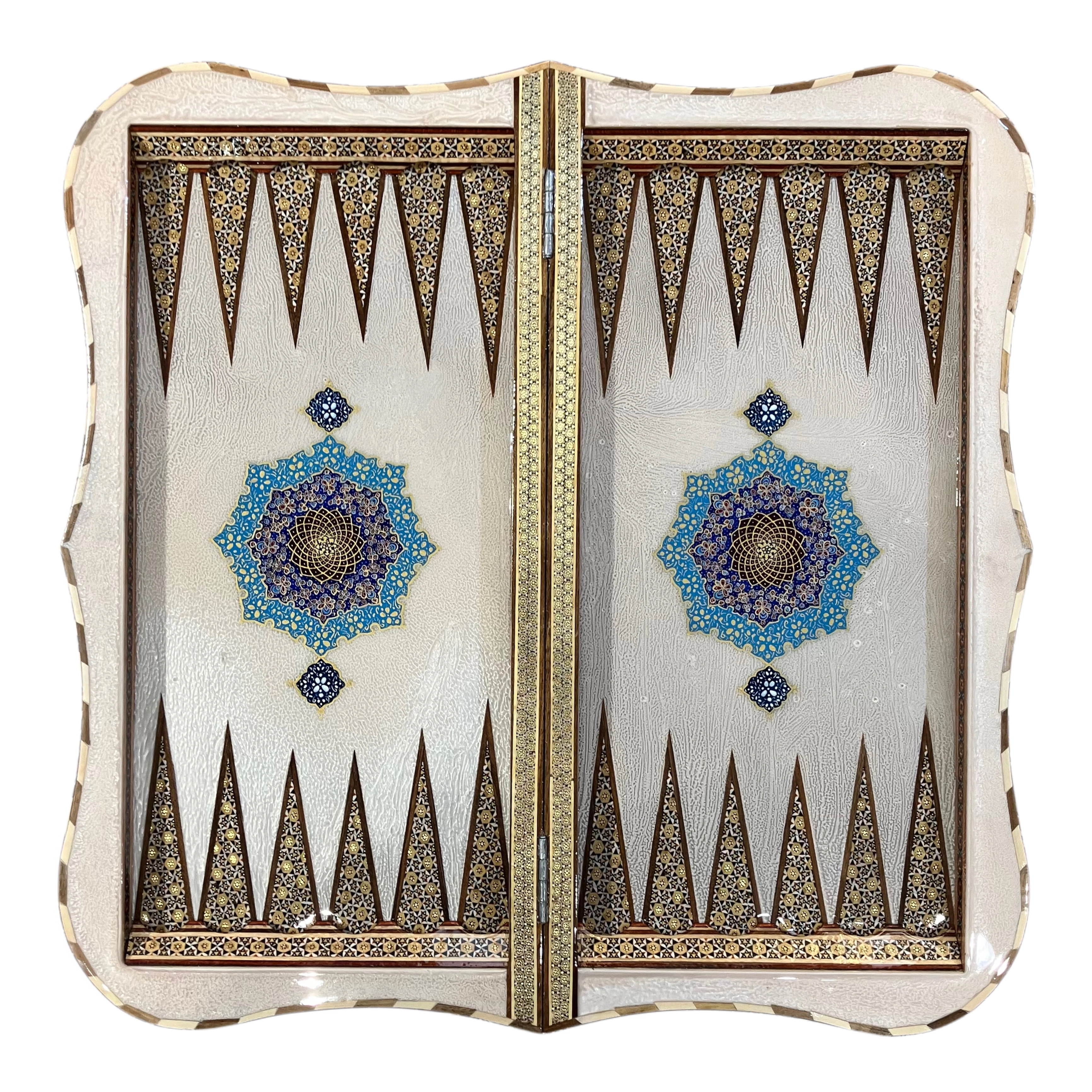 Handcrafted Khatam and Miniature Backgammon and Chess Set - 60x60 CM (Dalbor)