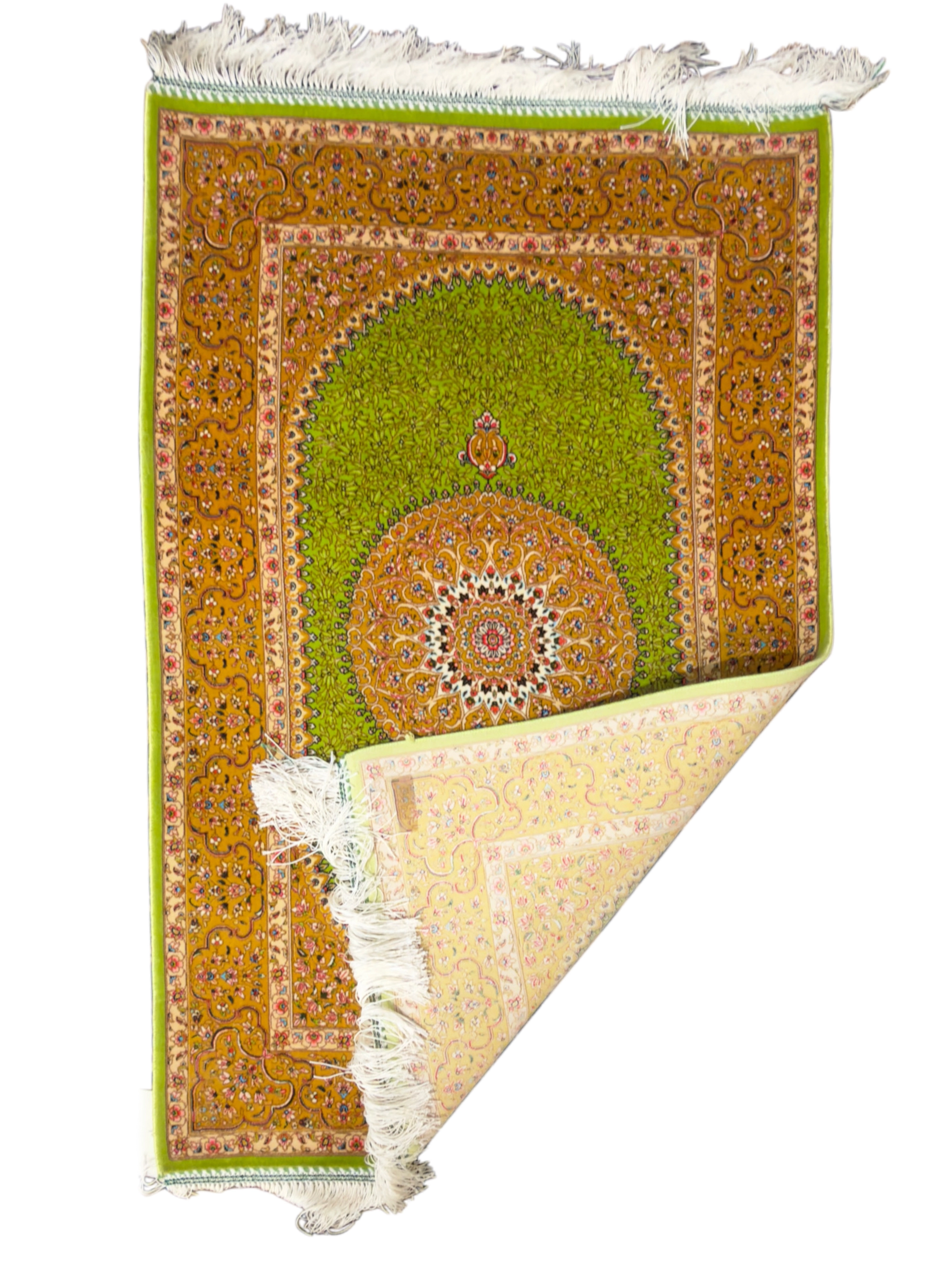 Persian Machine-Made Silk Prayer Rug - 60x90 cm
