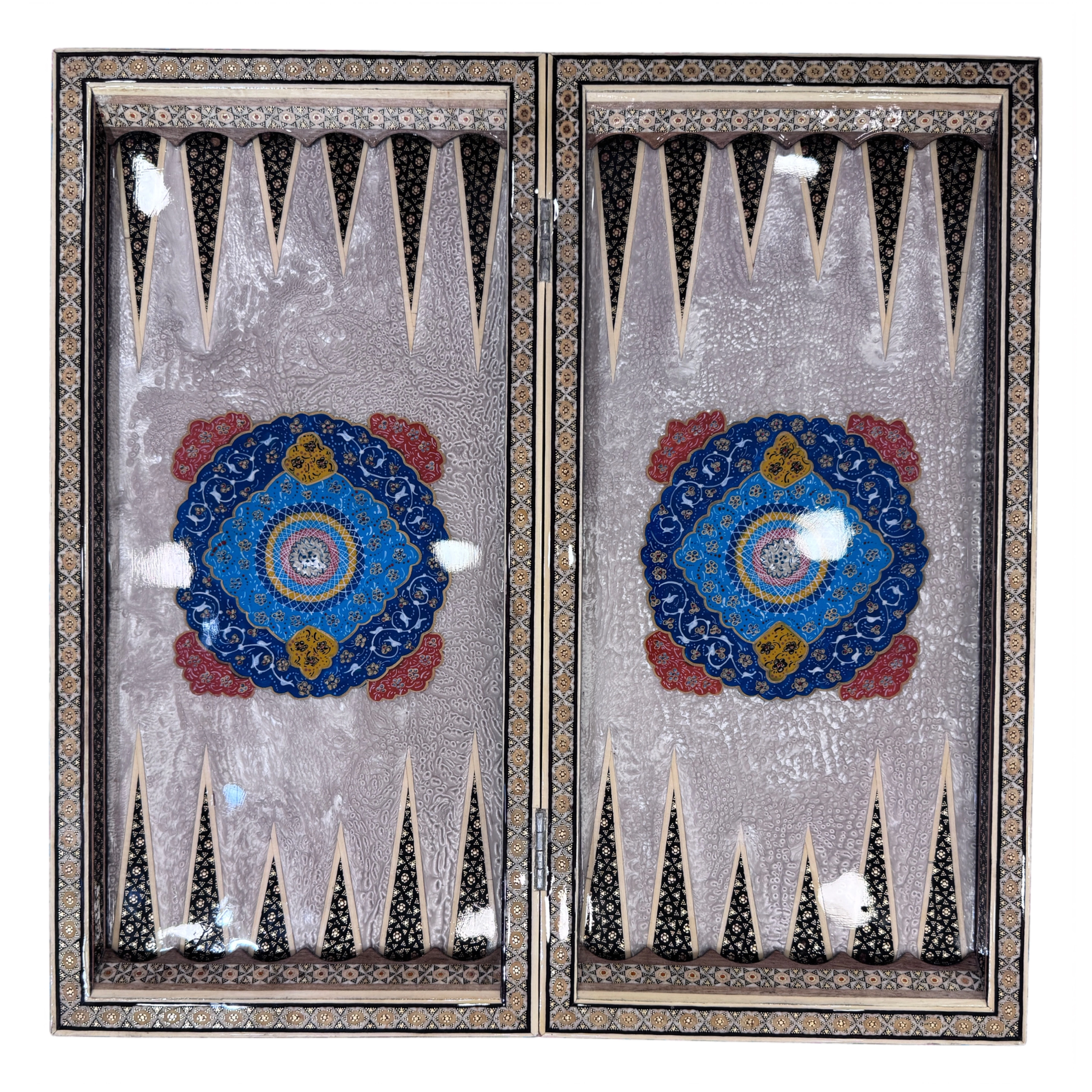 Handcrafted Khatam and Miniature Backgammon and Chess Set - 50x50 CM