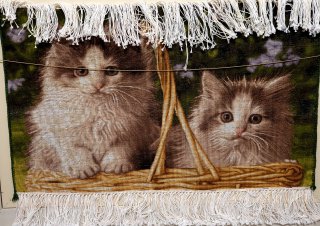 İran%20El%20Dokuması%20Tablo%20Halı%20(2%20kedi)%20Ebat:%20(38%20x%2060)%20cm