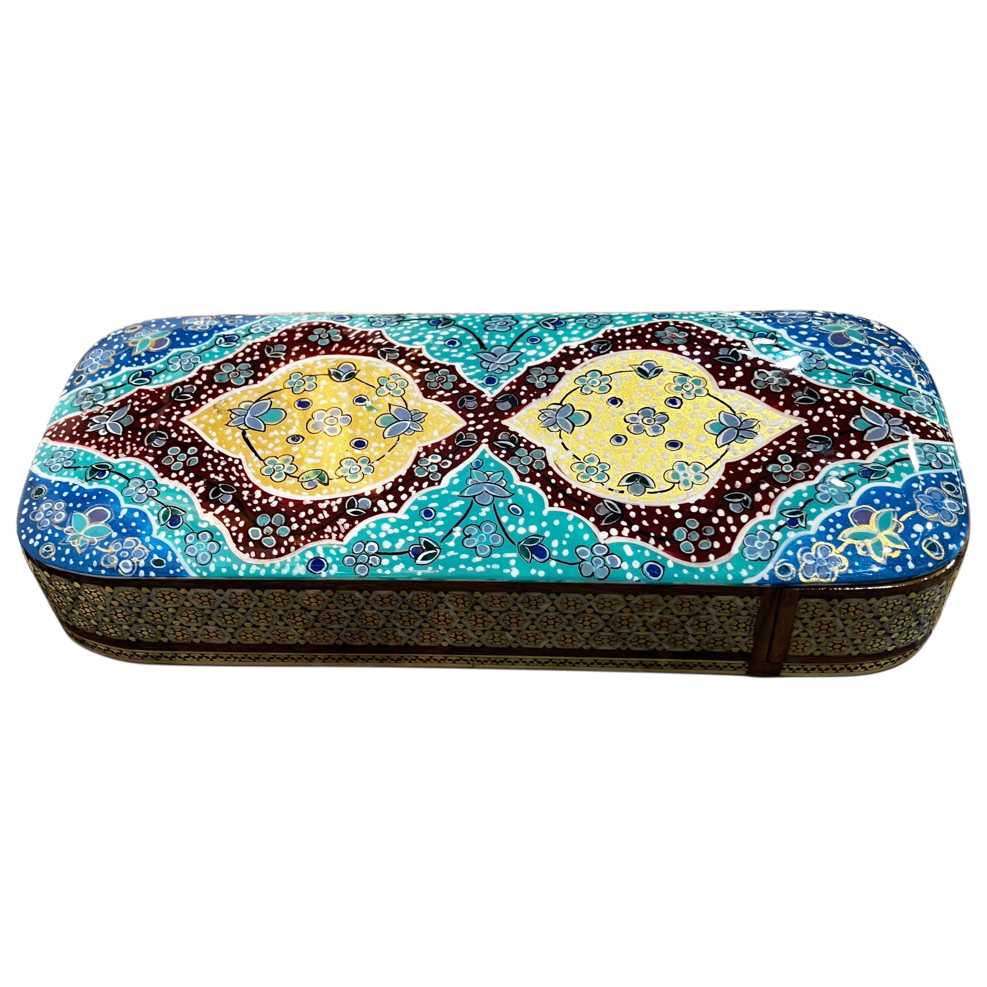 Khatam Fully Embroidered Pencil Case with Drawer 8 x 21 cm