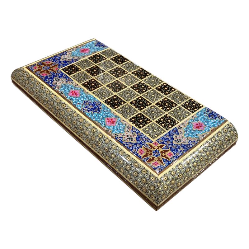 Handcrafted Khatam and Miniature Backgammon and Chess Set - 40x40 CM