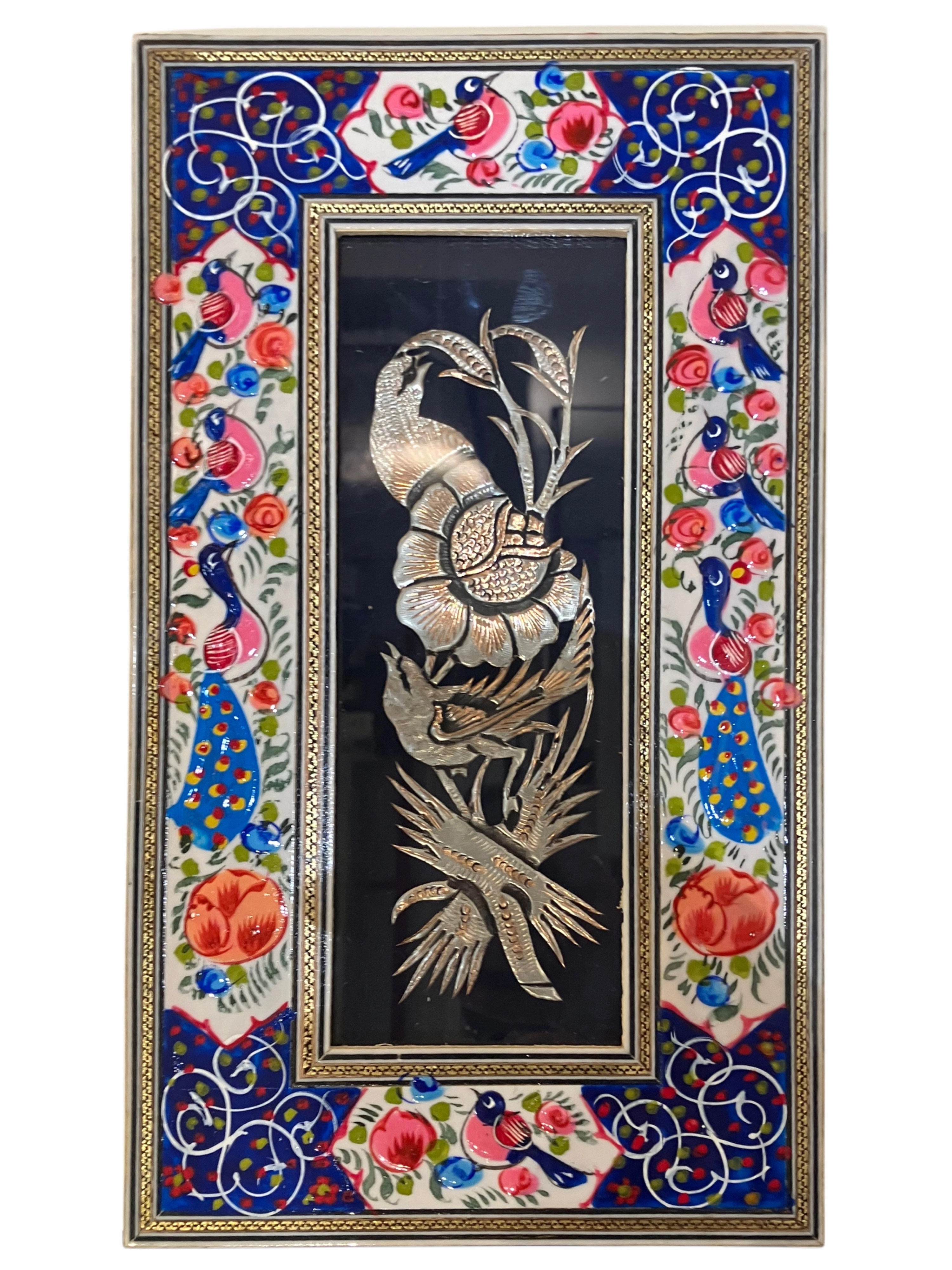 Handcrafted Mina, Khatam & Metal Inlay Wall Panel – 20x35 cm