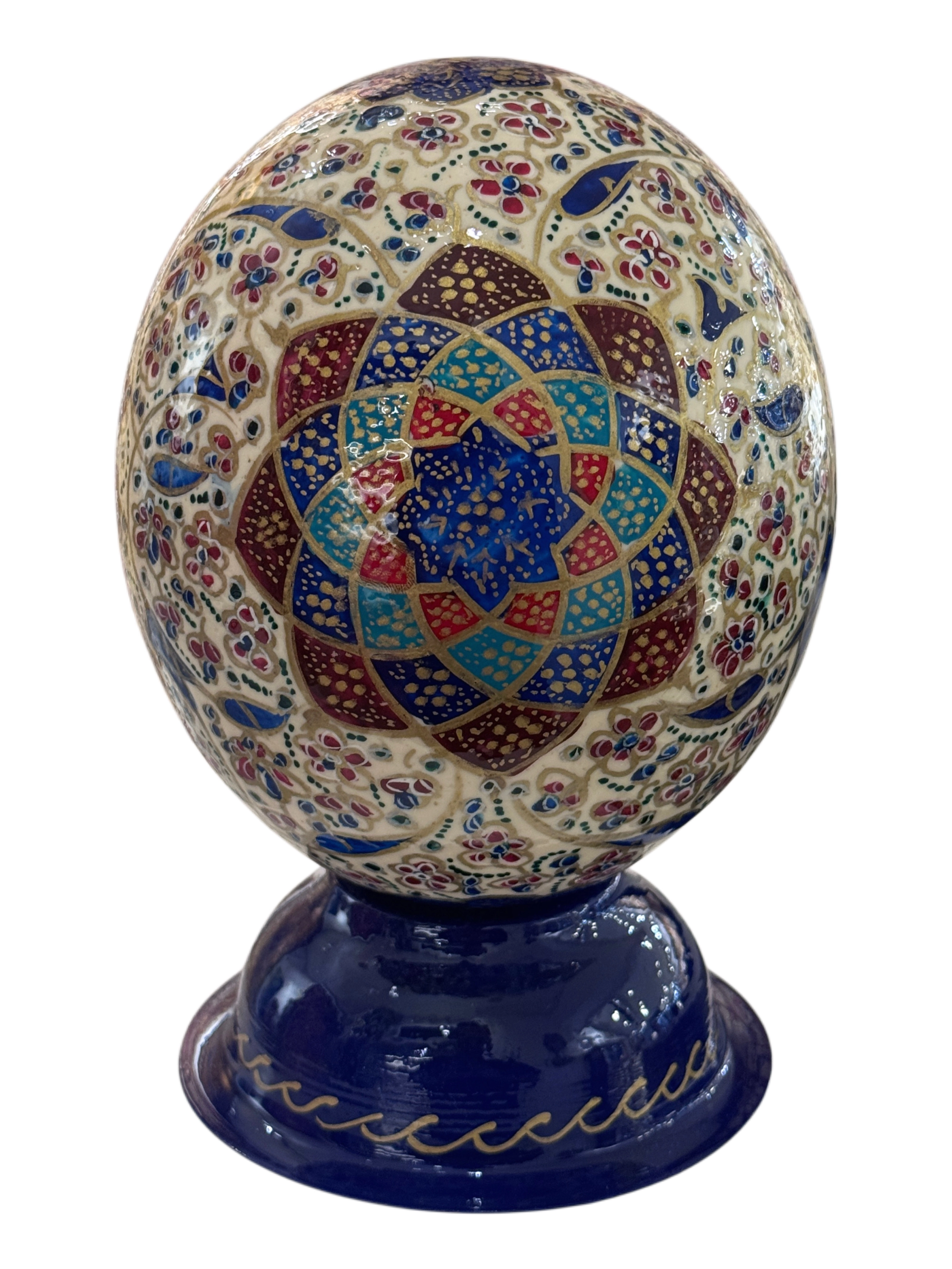Handcrafted Enameled Decorative Ostrich Egg