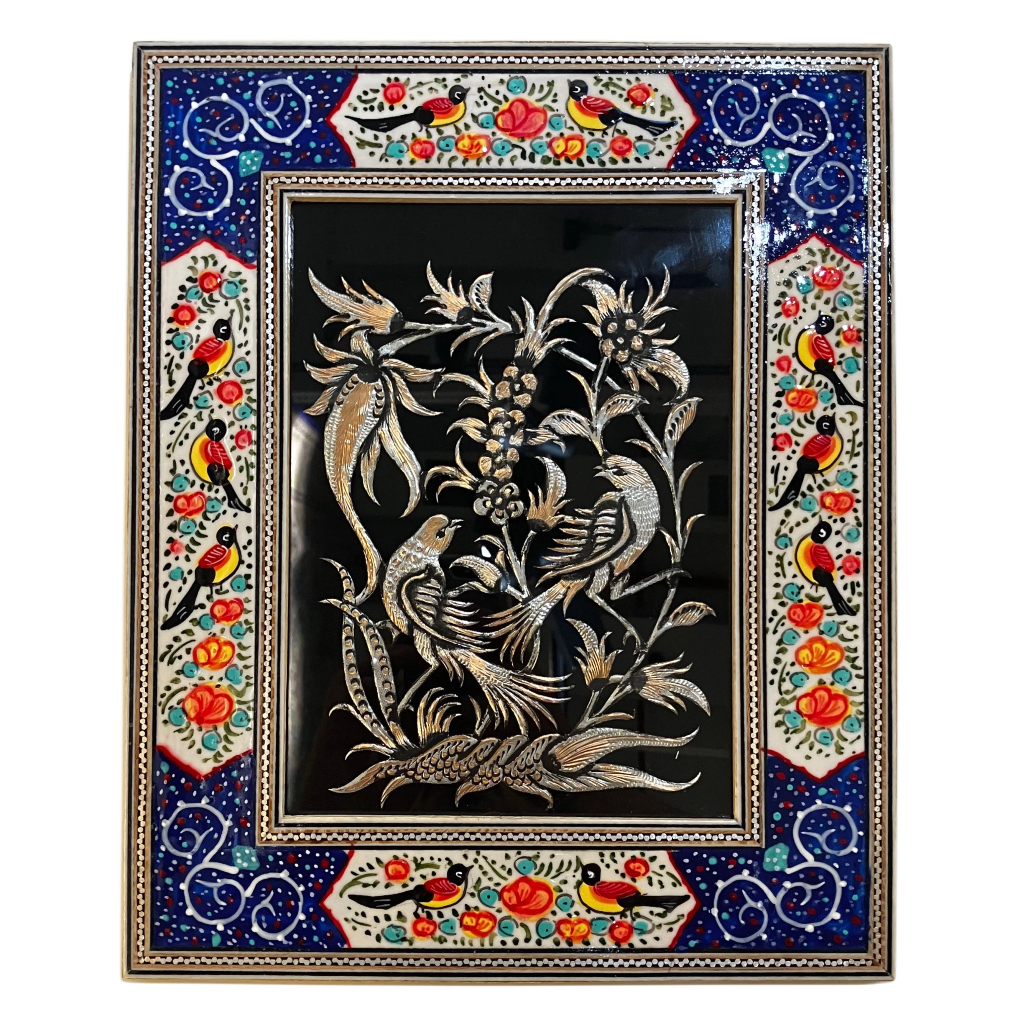 Handcrafted Mina, Khatam & Metal Inlay Wall Panel – 28x35 cm