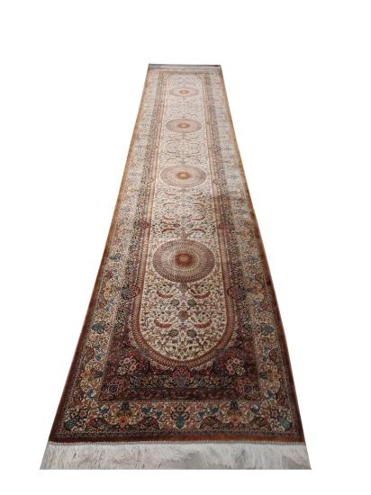 Pure Silk Machine Made Carpet Size: (80 x 400) cm