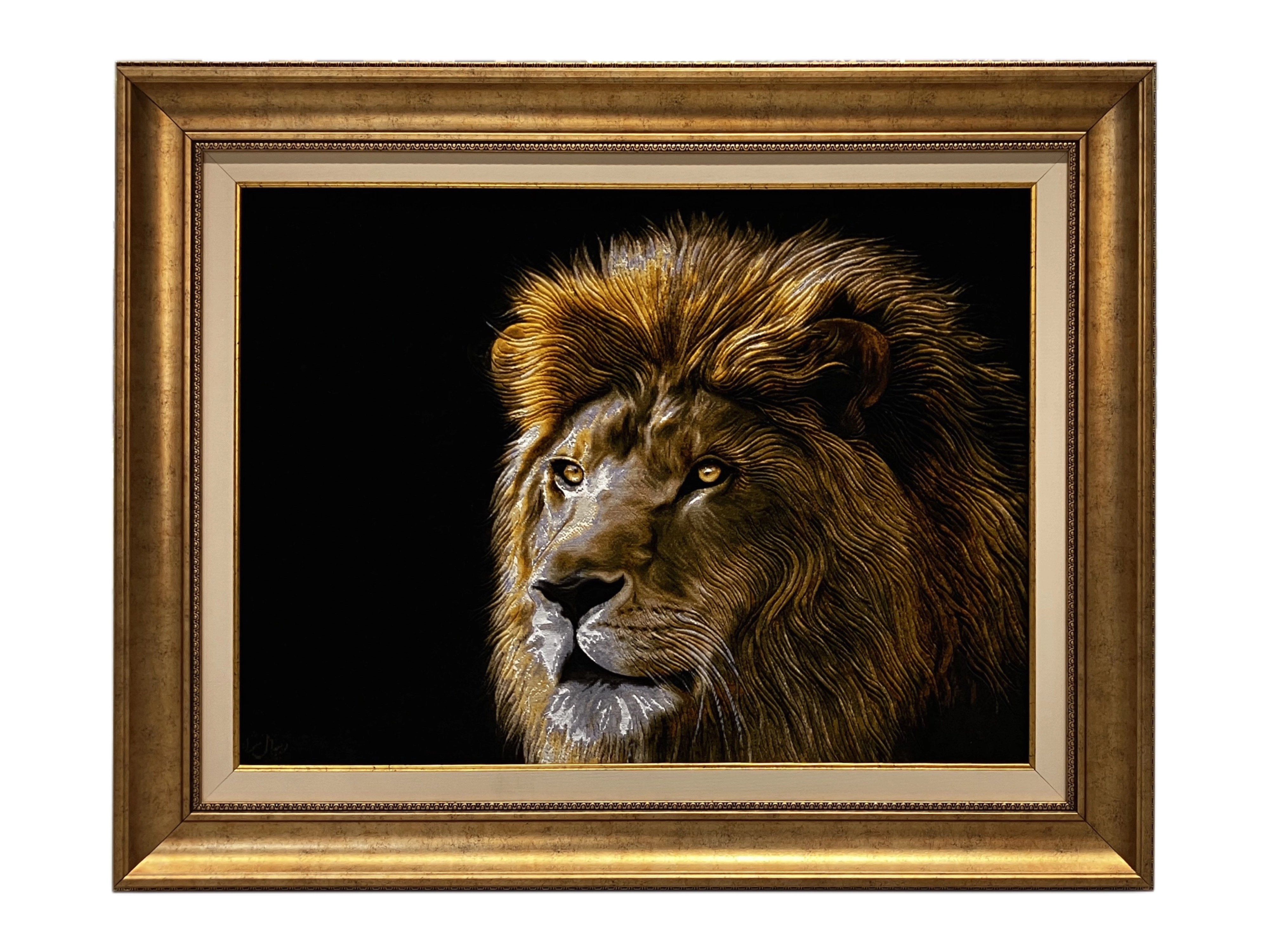Luxury Handwoven Iranian Wall Carpet – Lion Sight | 62x86 cm | Wool & Silk | Made in Iran