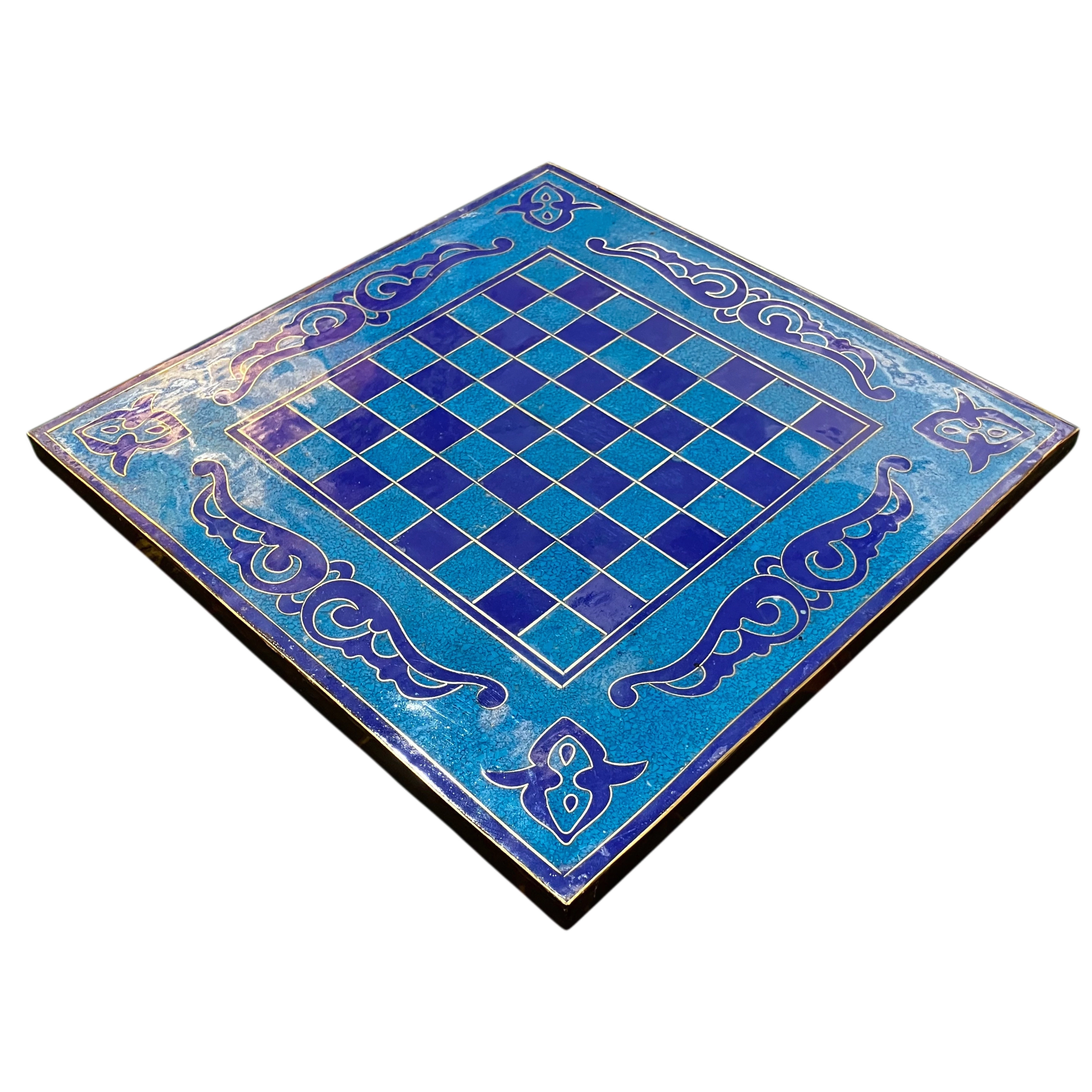 Egyptian Turquoise Inlaid Chess Board | 40x40 cm