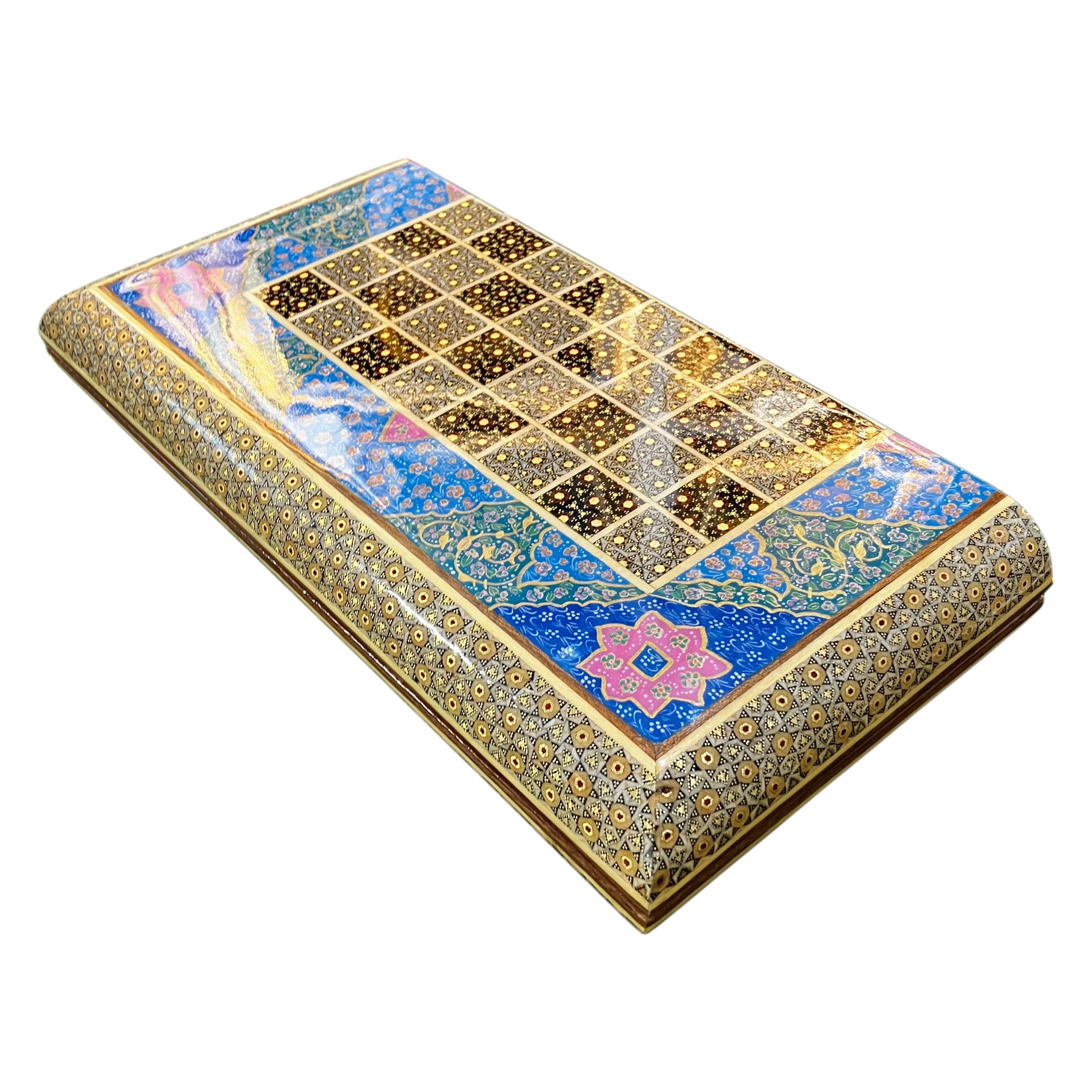 Handcrafted Khatam and Miniature Backgammon and Chess Set - 40x40 CM