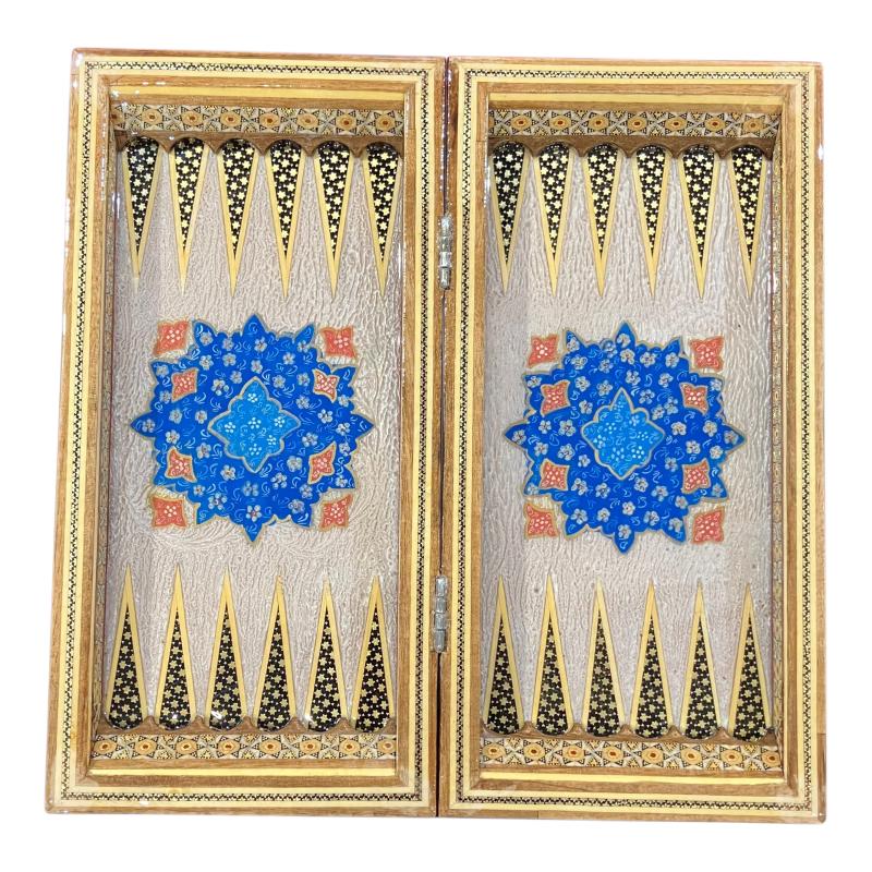 Handcrafted Khatam and Miniature Backgammon and Chess Set - 30x30 CM