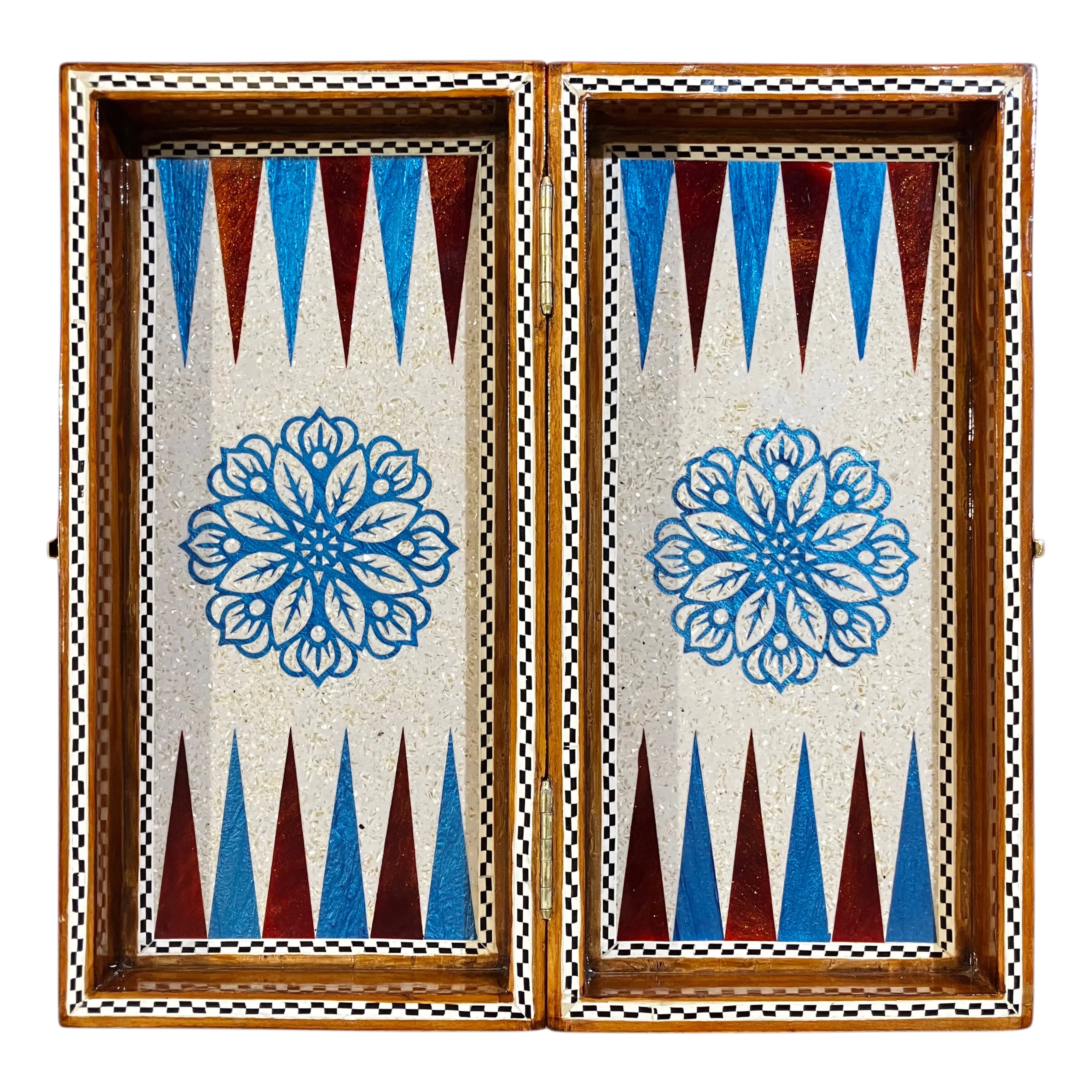 Egyptian Mother-of-Pearl Inlaid Backgammon & Chess Board | 40x40 cm