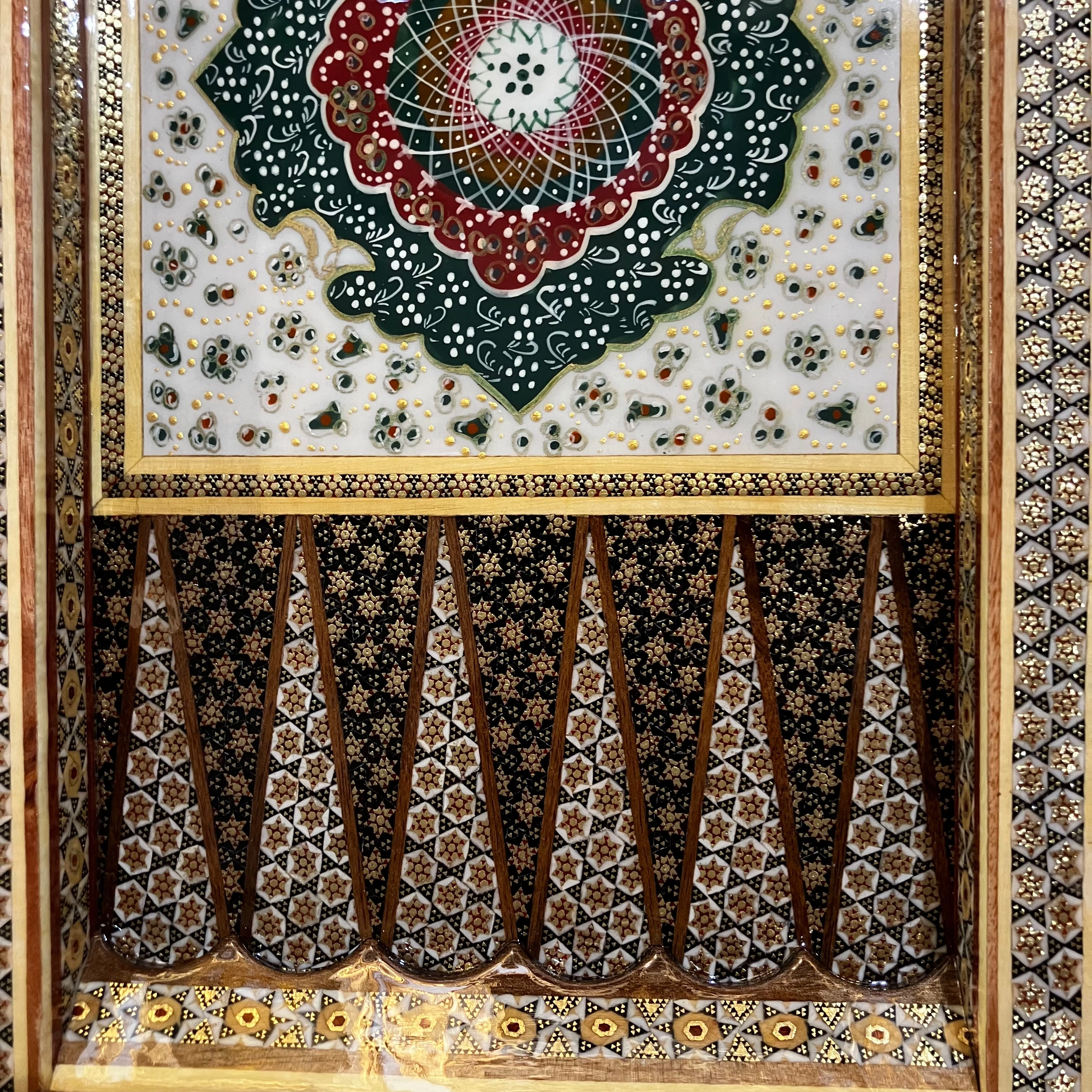 Handcrafted Khatam and Miniature Backgammon and Chess Set - 40x40 CM