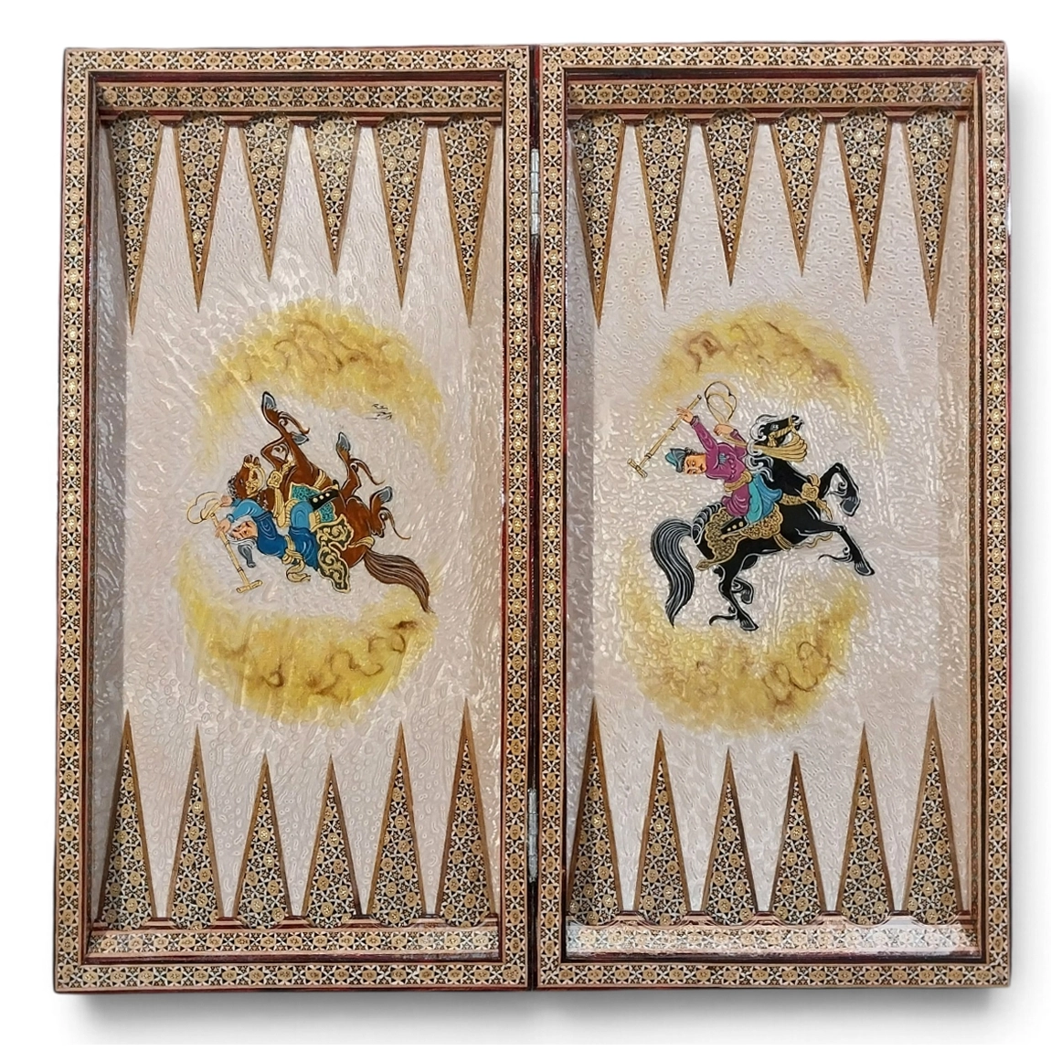 İran’ın El İşlemesi Hatem ve Minyatür Tavla ve Satranç - 60x60 CM (Dalbor)