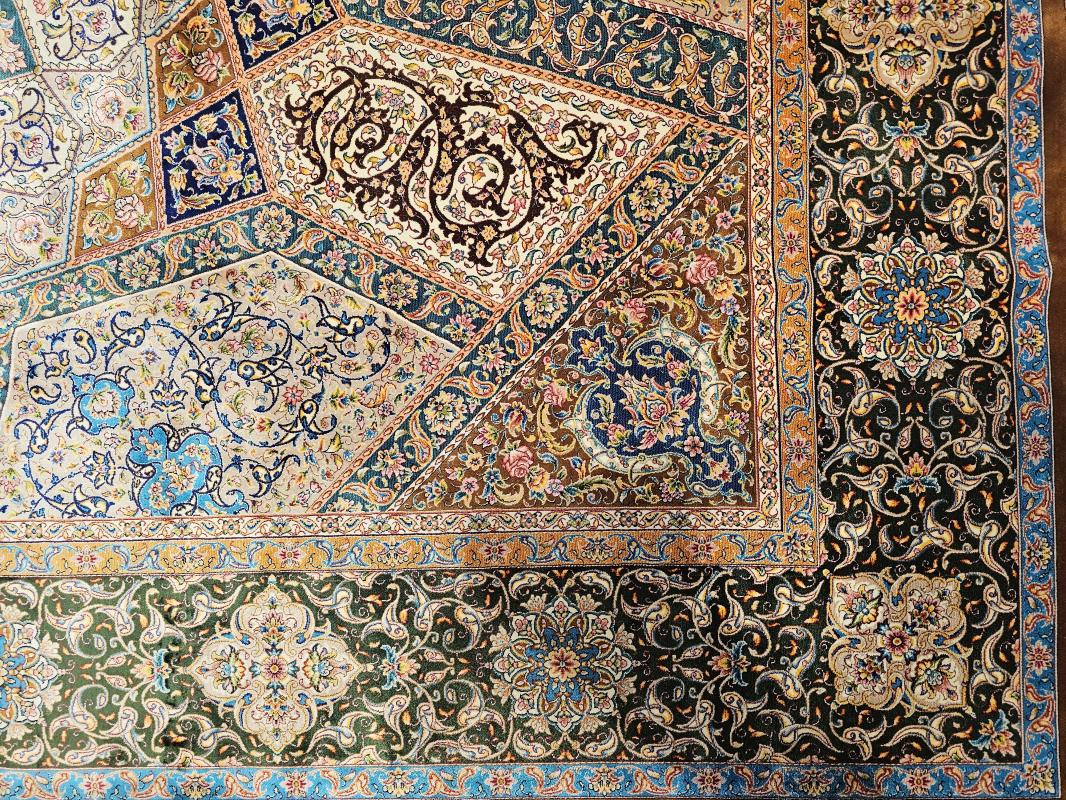 Silk-Look Machine Rug | 200×300 cm – Classic Mihrab and Medallion Design (Cream & Turquoise Tones)