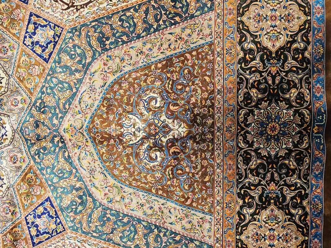 Silk-Look Machine Rug | 200×300 cm – Classic Mihrab and Medallion Design (Cream & Turquoise Tones)