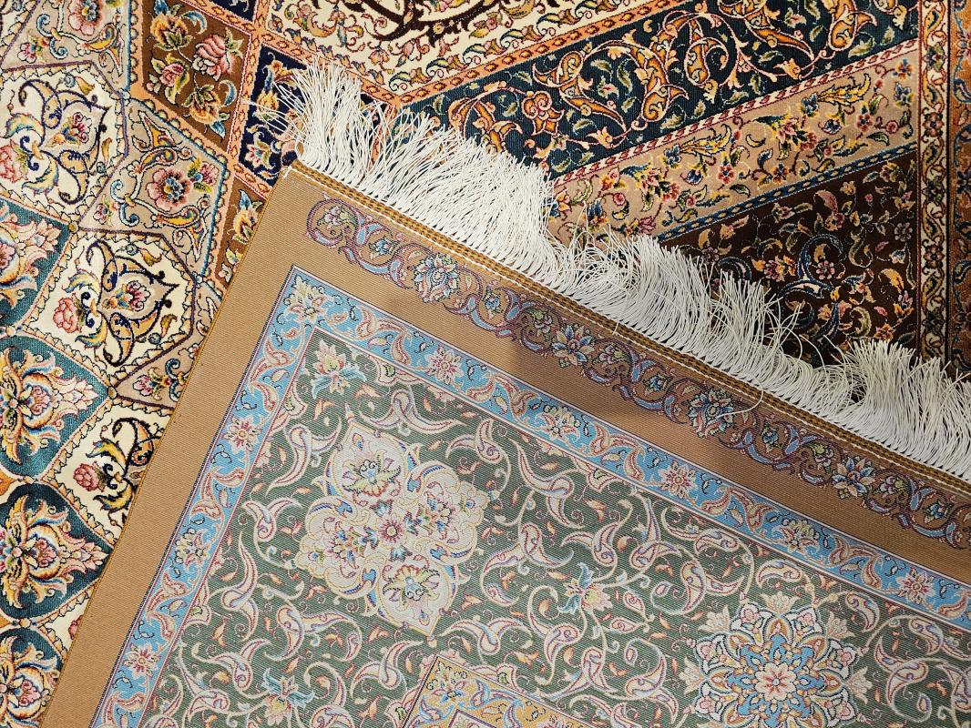 Silk-Look Machine Rug | 200×300 cm – Classic Mihrab and Medallion Design (Cream & Turquoise Tones)