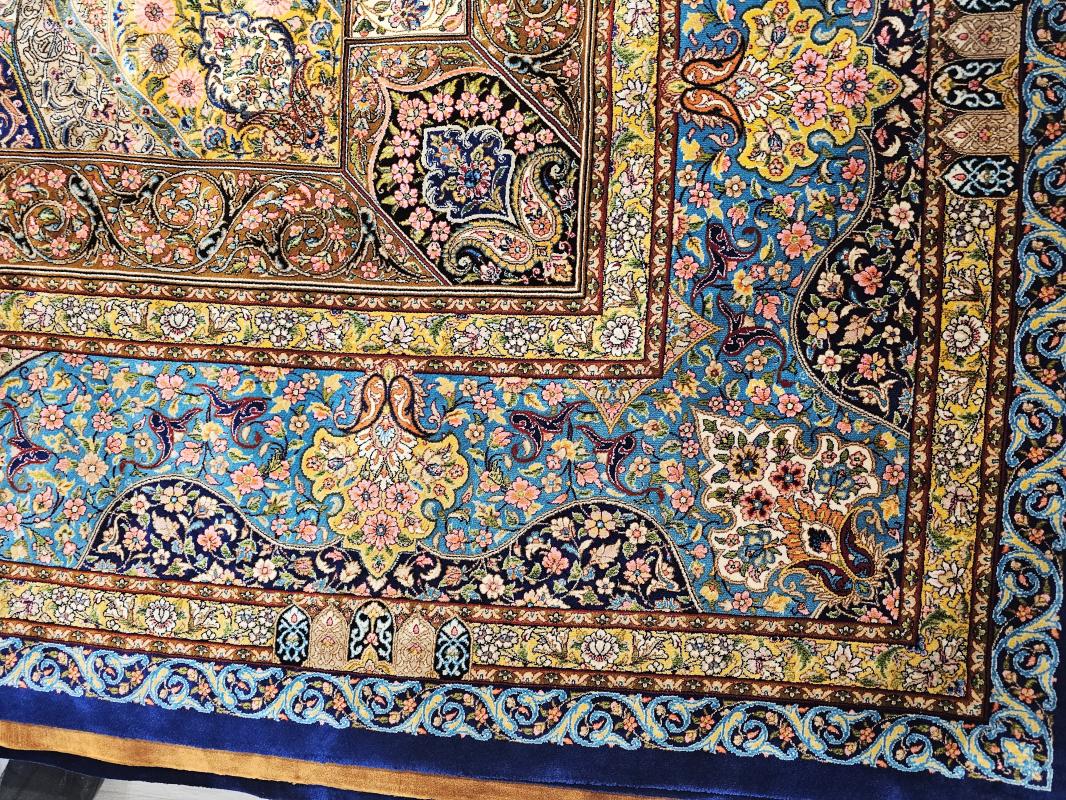 Silk-Look Machine Rug | 200×300 cm – Oval Medallion & Classic Mihrab Design (Turquoise Base)