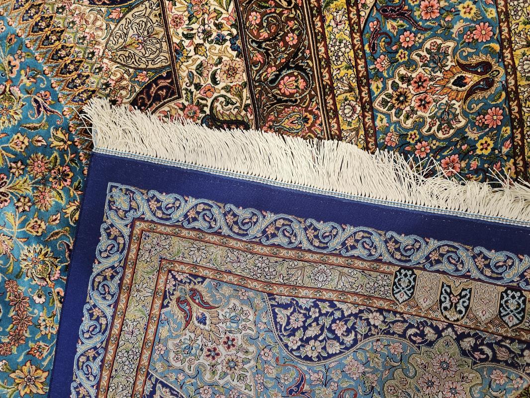 Silk-Look Machine Rug | 200×300 cm – Oval Medallion & Classic Mihrab Design (Turquoise Base)