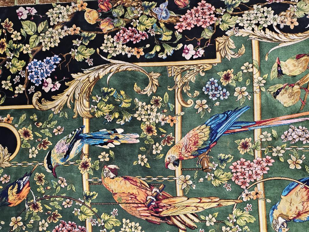Silk-Look Machine Rug | 200×300 cm – Classic Garden with Birds Design