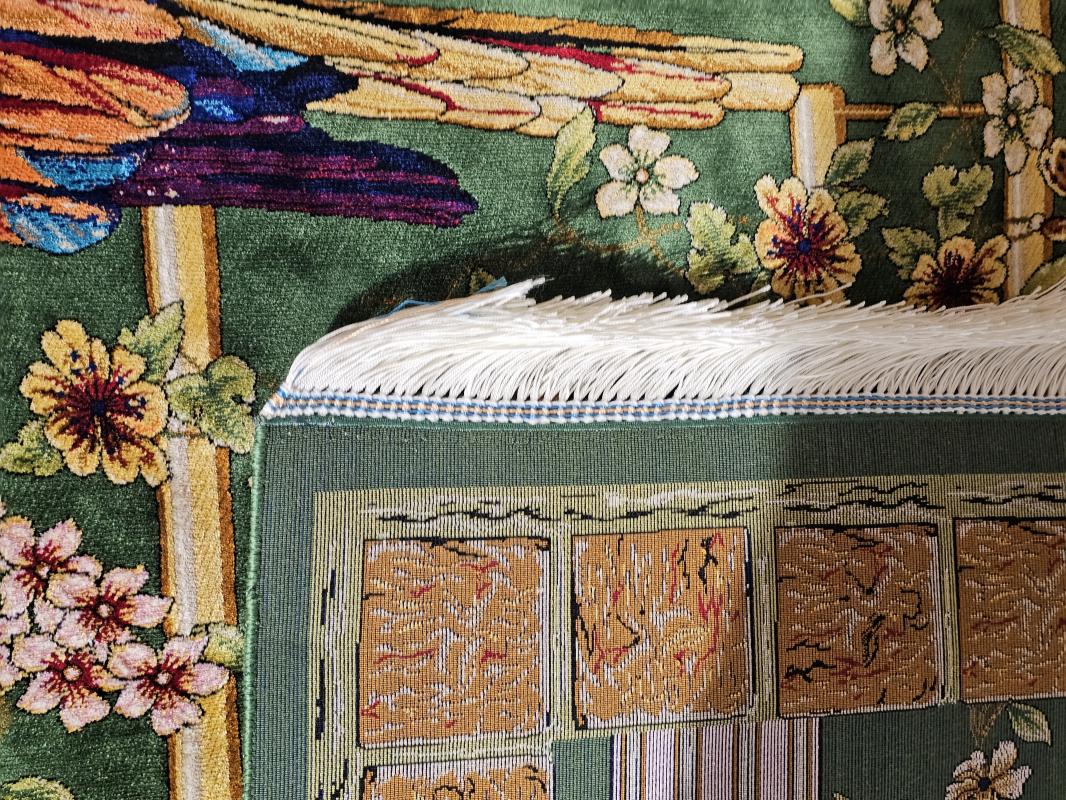 Silk-Look Machine Rug | 200×300 cm – Classic Garden with Birds Design