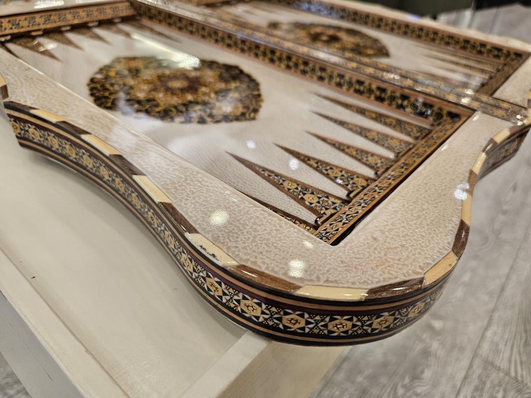 Khatam Backgammon & Chess Set | 50×50 cm – Classic Persian Design (Double-Sided)