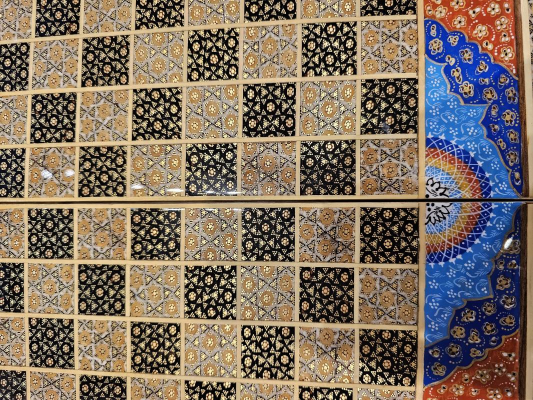 Handmade Iranian Hatem Chess & Backgammon Box | 40×40 cm | Made in Iran
