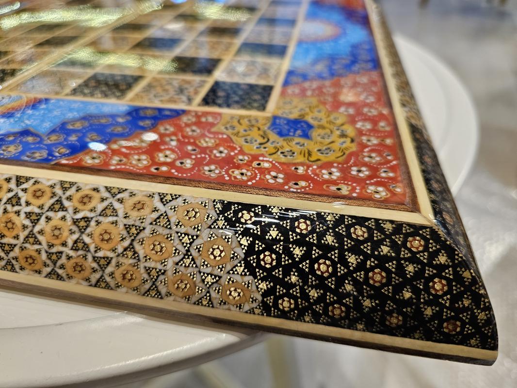 Handmade Iranian Hatem Chess & Backgammon Box | 40×40 cm | Made in Iran