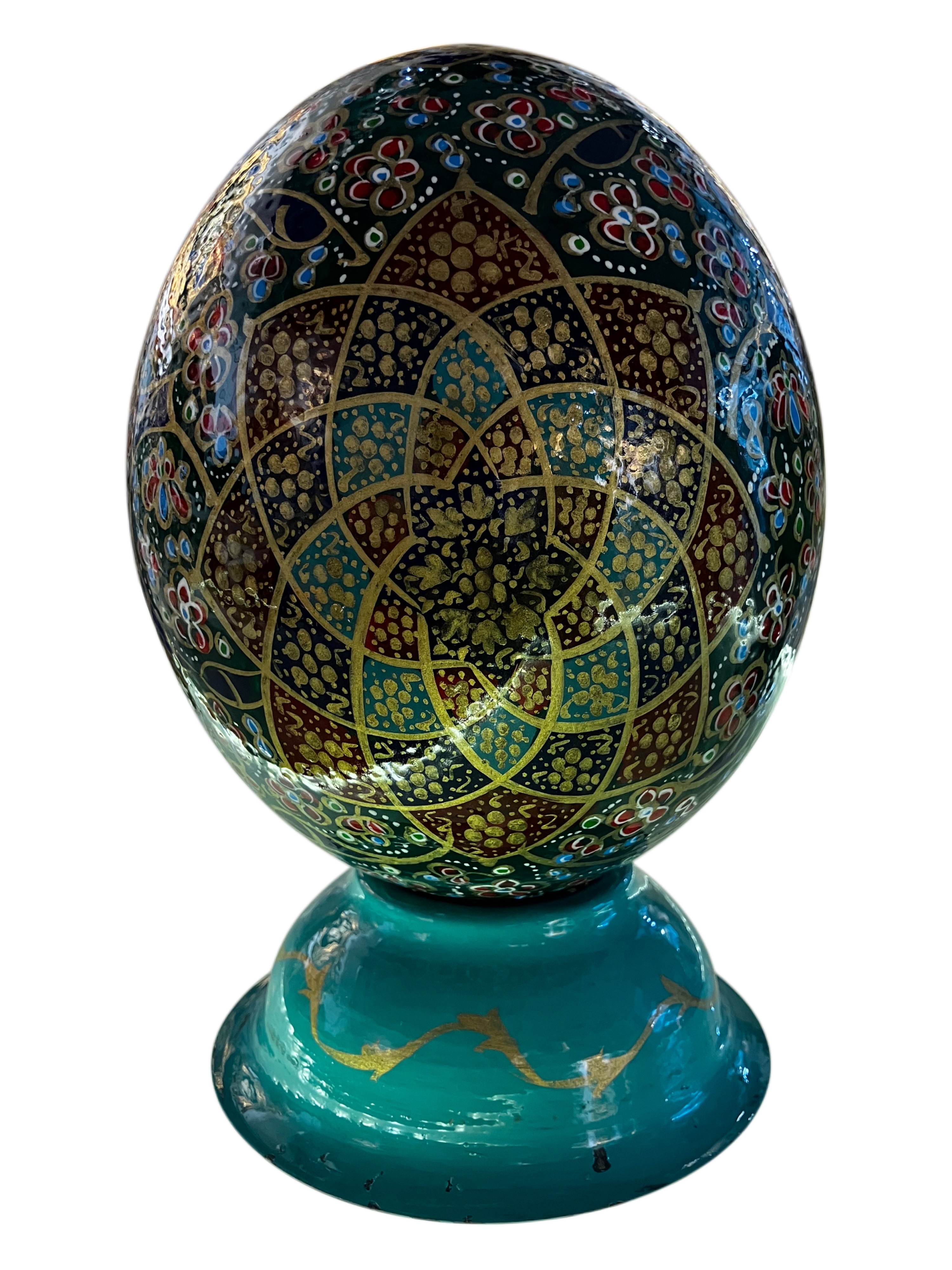 Handcrafted Enameled Decorative Ostrich Egg
