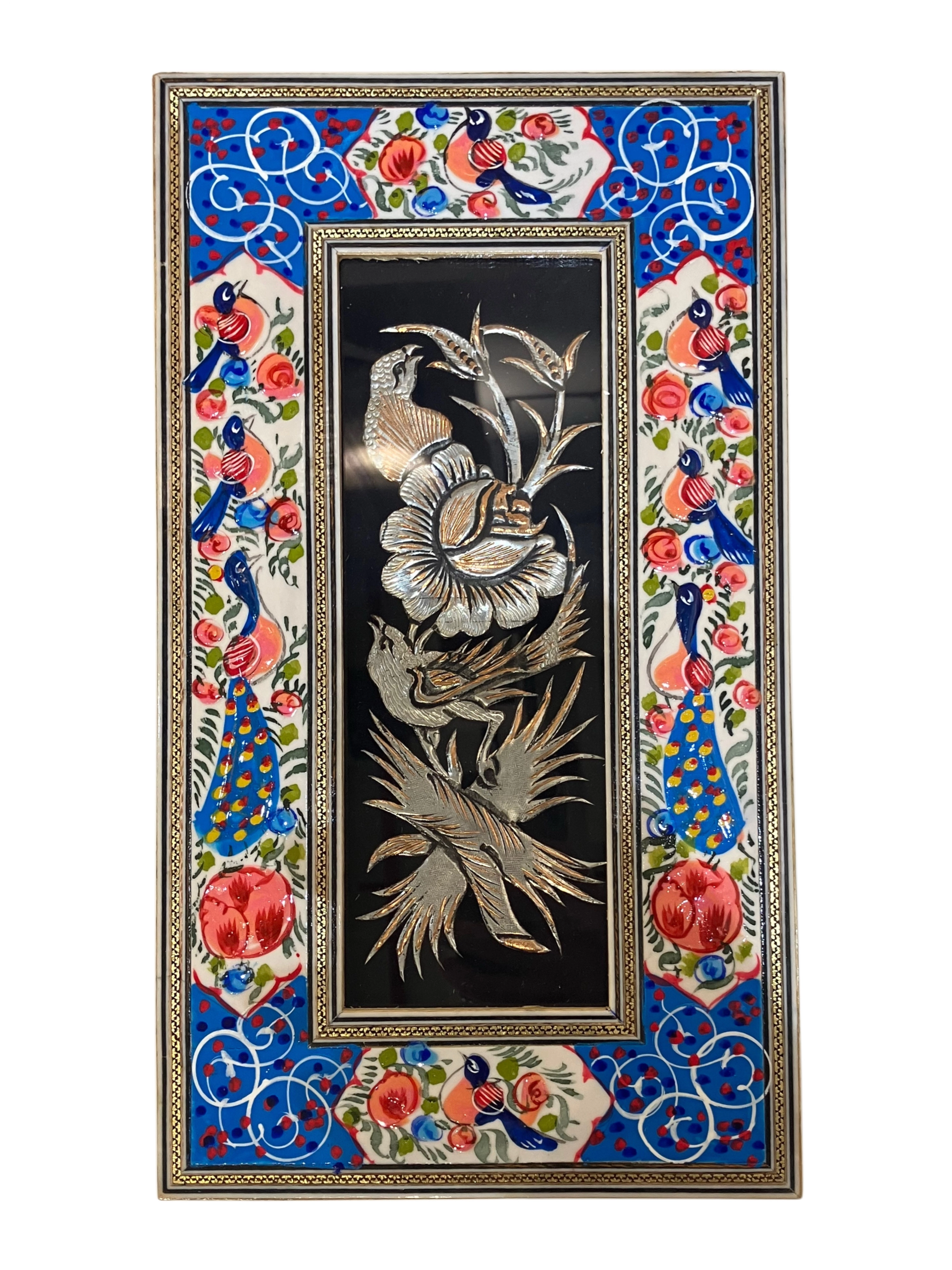 Handcrafted Mina, Khatam & Metal Inlay Wall Panel – 20x35 cm