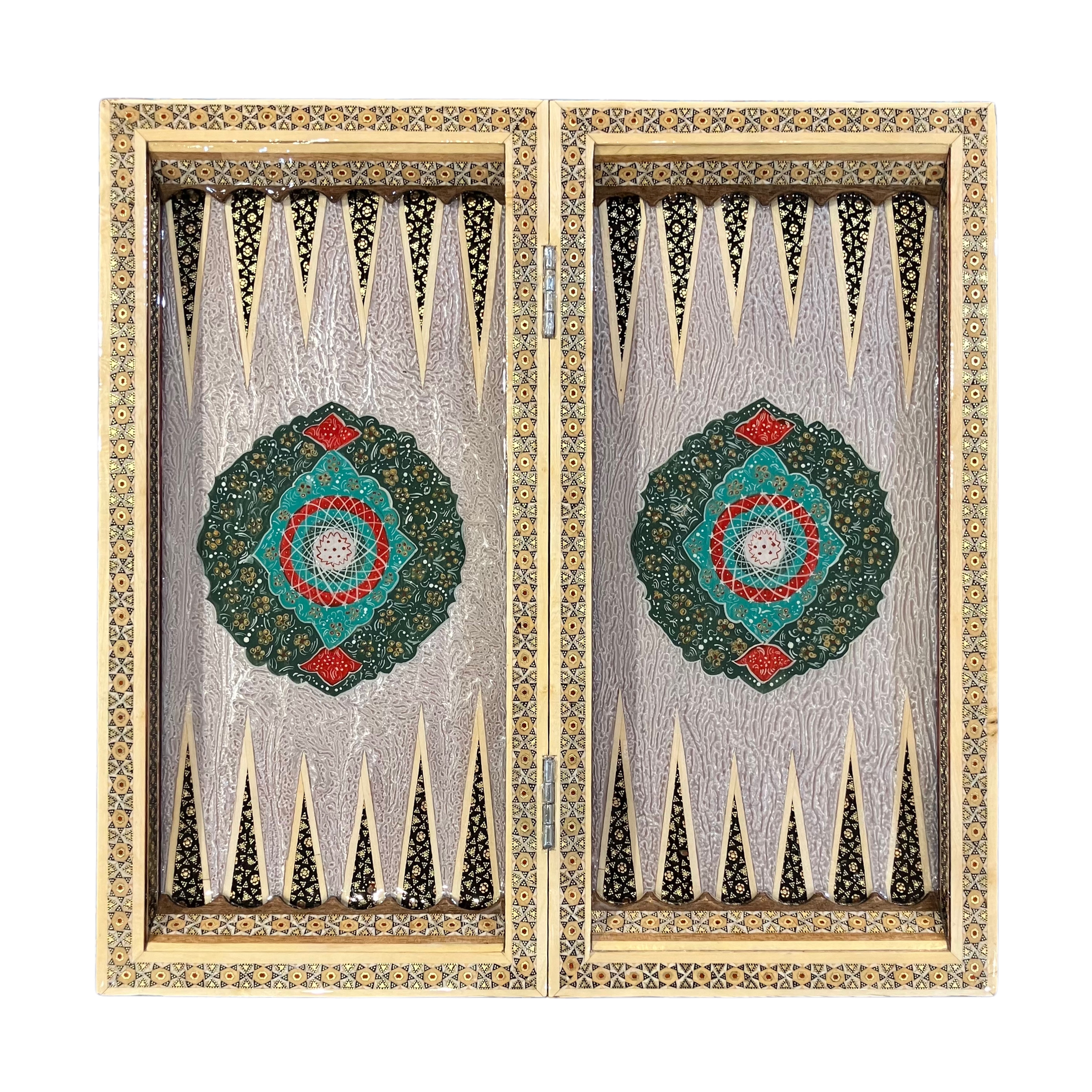 Handcrafted Khatam and Miniature Backgammon and Chess Set - 40x40 CM