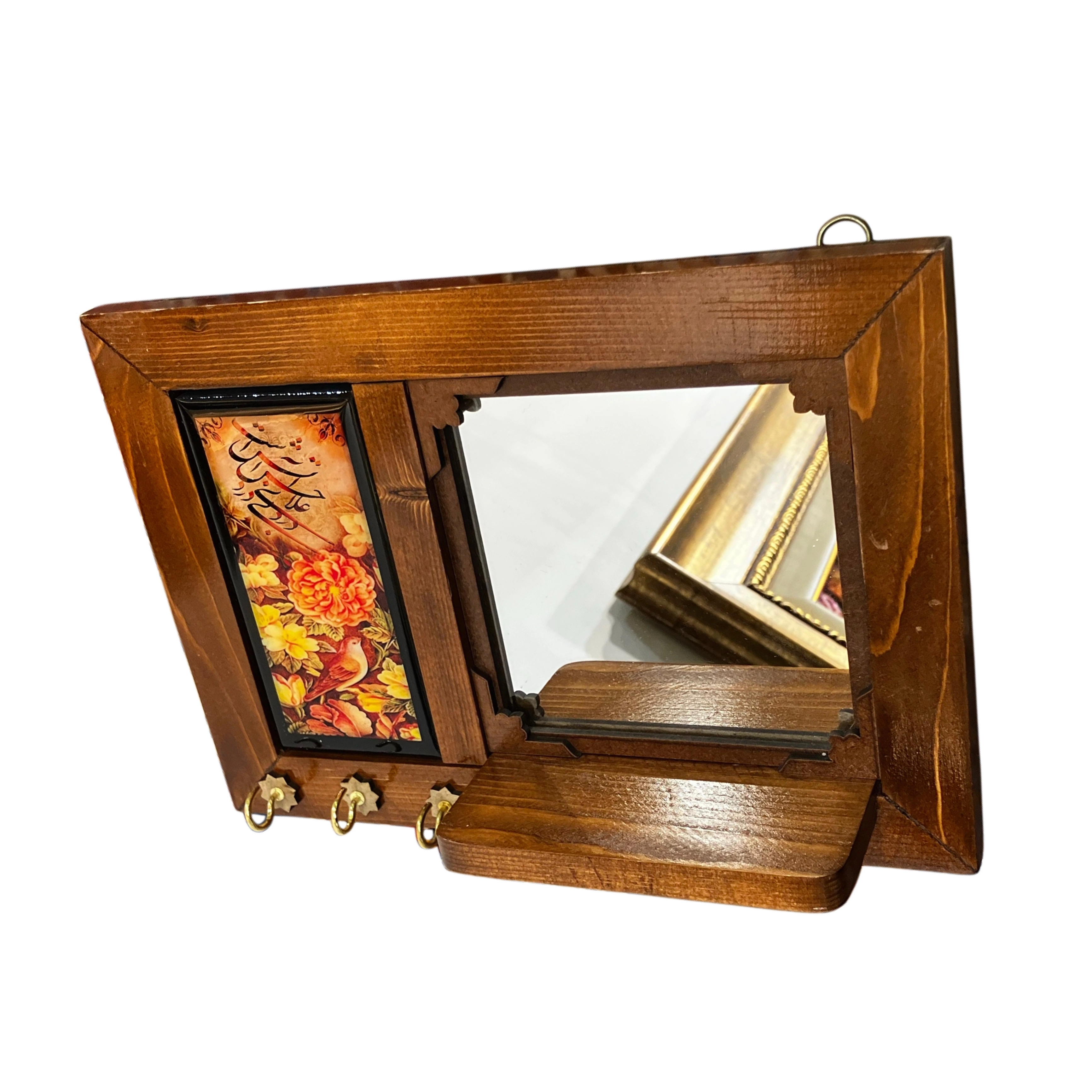 Handcrafted key hanger and mirror (17 x 25) cm
