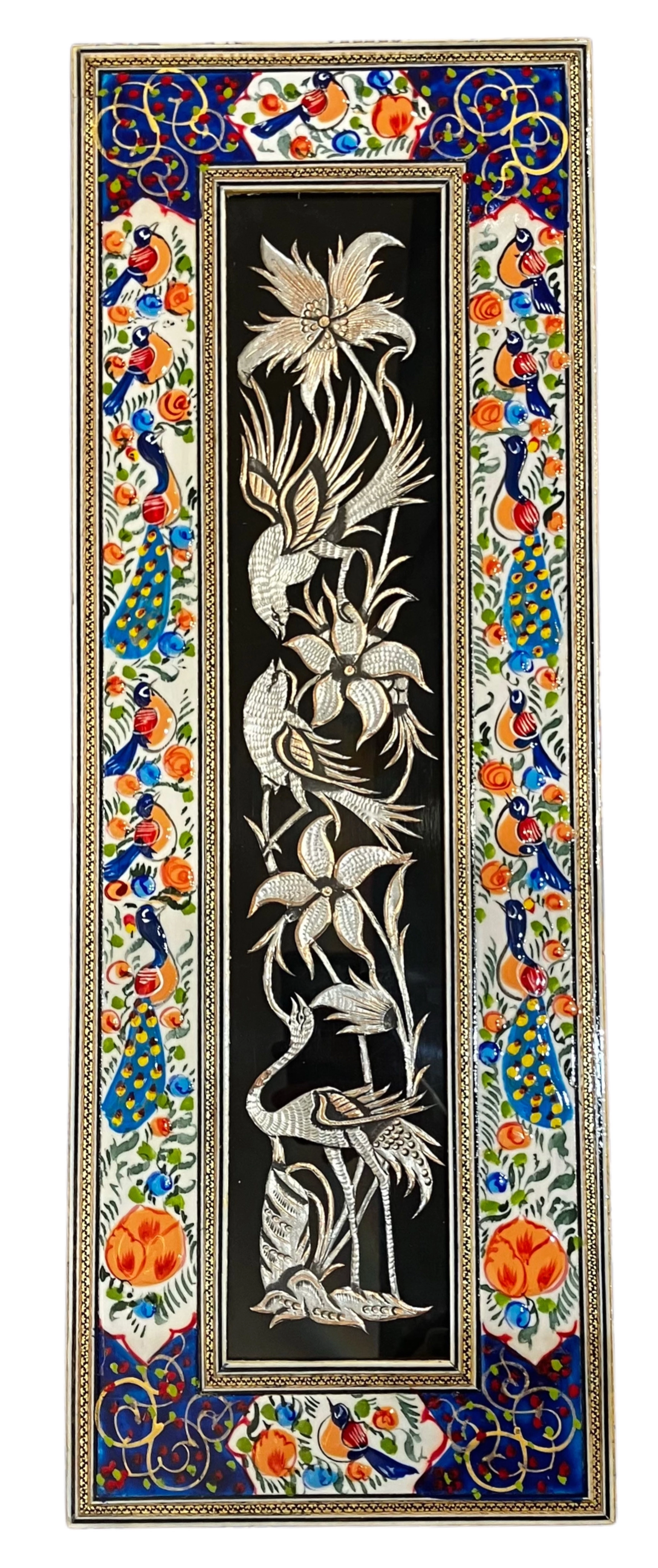 Handcrafted Mina, Khatam & Metal Inlay Wall Panel – 19x54 cm