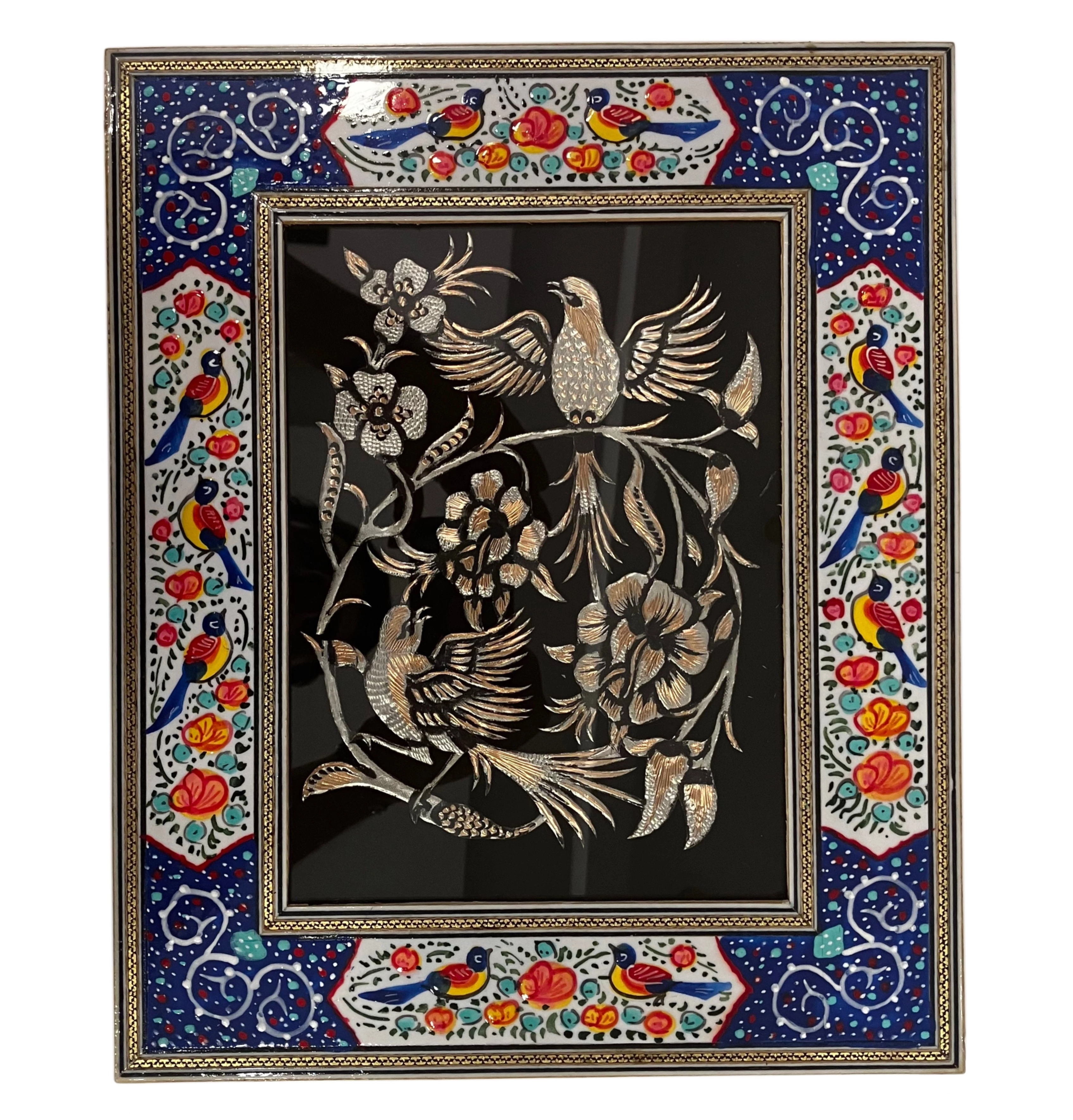 Handcrafted Mina, Khatam & Metal Inlay Wall Panel – 28x35 cm