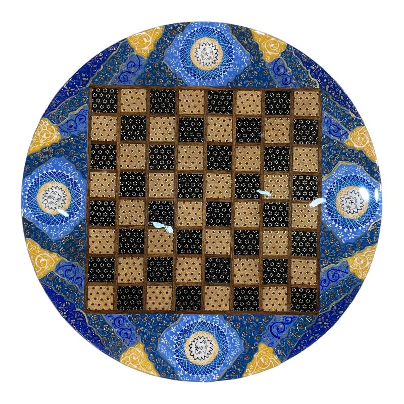 Handmade Iranian Hatem Round Chess Board | Ø40 cm | Made in Iran