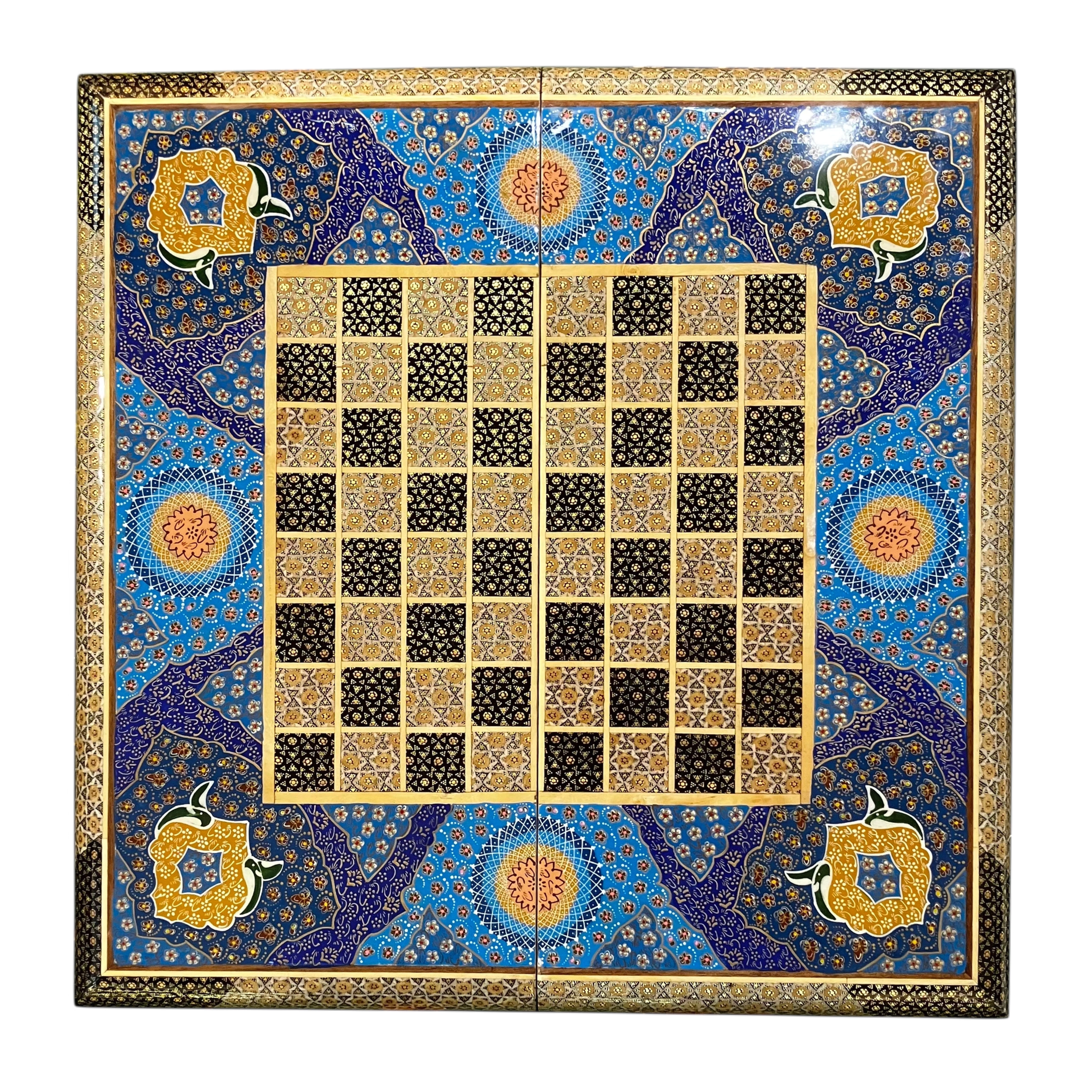 Handcrafted Khatam and Miniature Backgammon and Chess Set - 50x50 CM