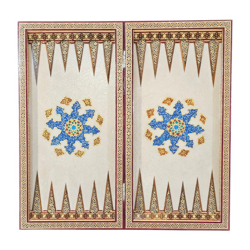 Handcrafted Khatam and Miniature Backgammon and Chess Set - 50x50 CM