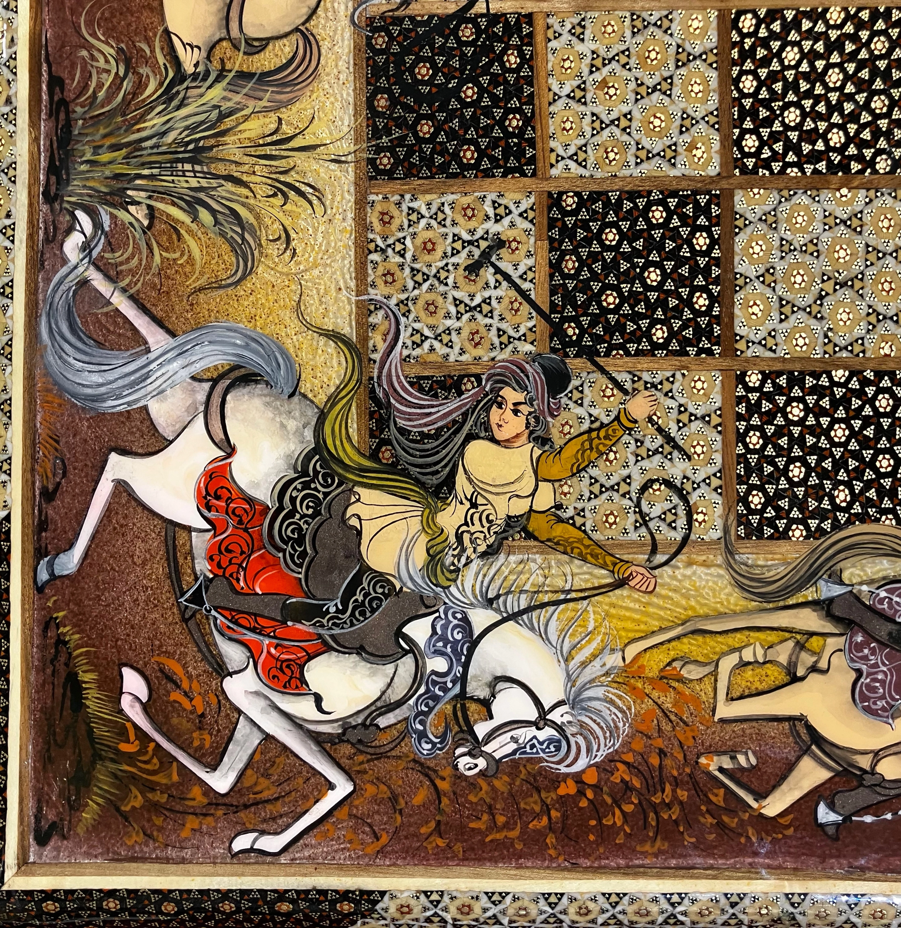 Handcrafted Khatam and Miniature Backgammon and Chess Set - 60x60 CM