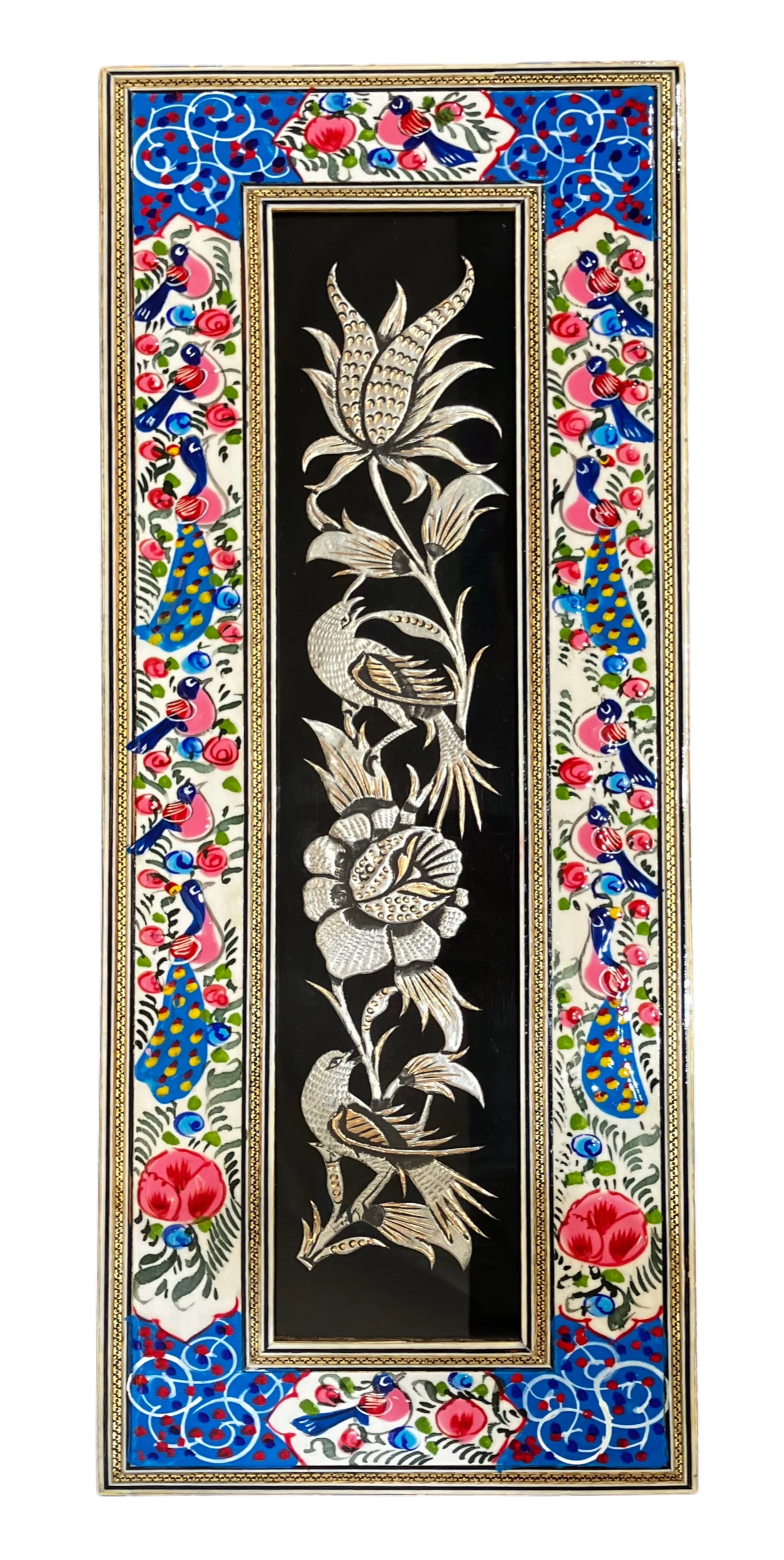 Handcrafted Mina, Khatam & Metal Inlay Wall Panel – 19x54 cm