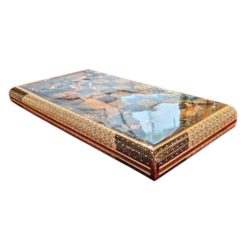 Handcrafted Khatam and Miniature Backgammon and Chess Set - 60x60 CM
