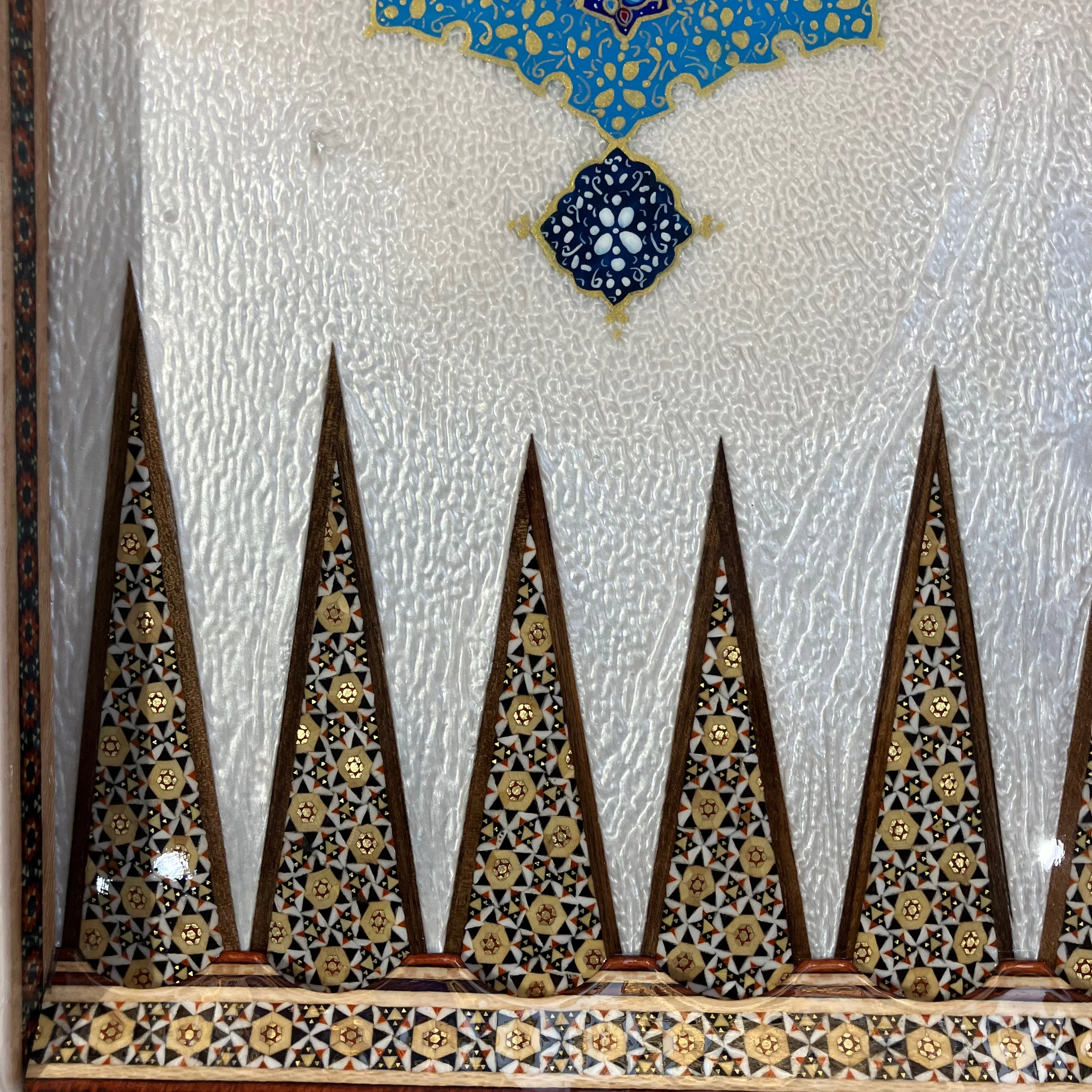 Handcrafted Khatam and Miniature Backgammon and Chess Set - 60x60 CM (Dalbor)