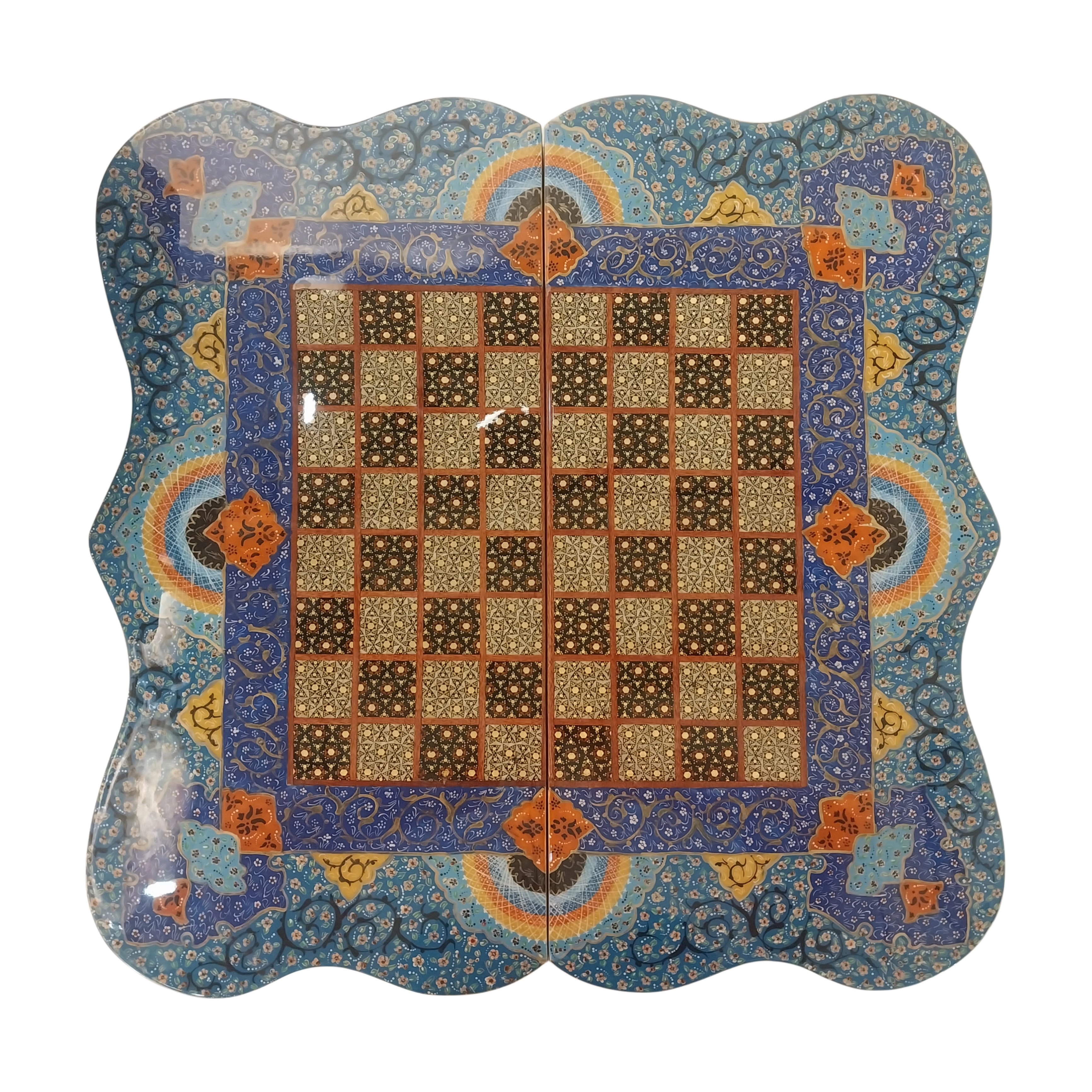 Handcrafted Khatam and Miniature Backgammon and Chess Set - 50x50 CM
