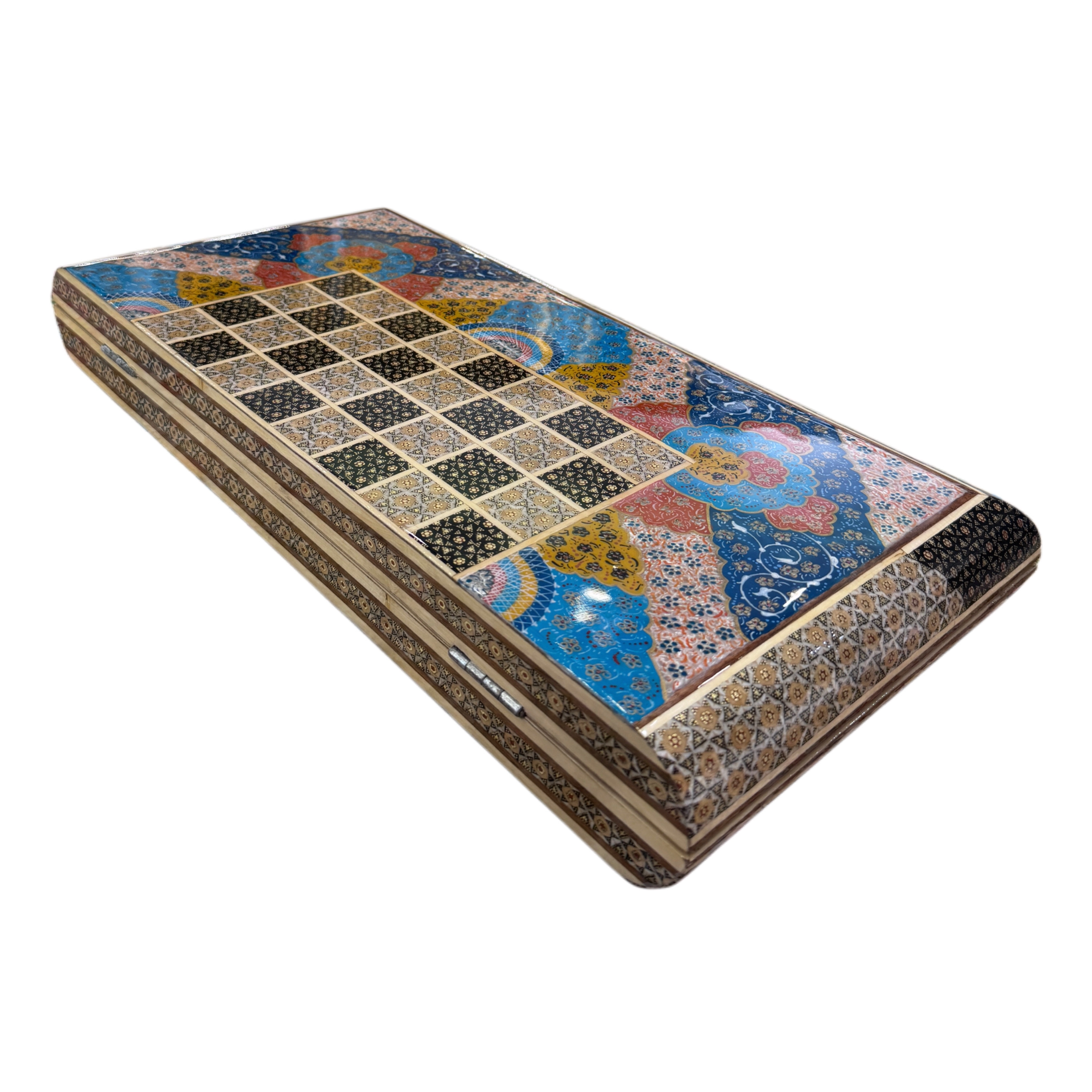 Handcrafted Khatam and Miniature Backgammon and Chess Set - 50x50 CM
