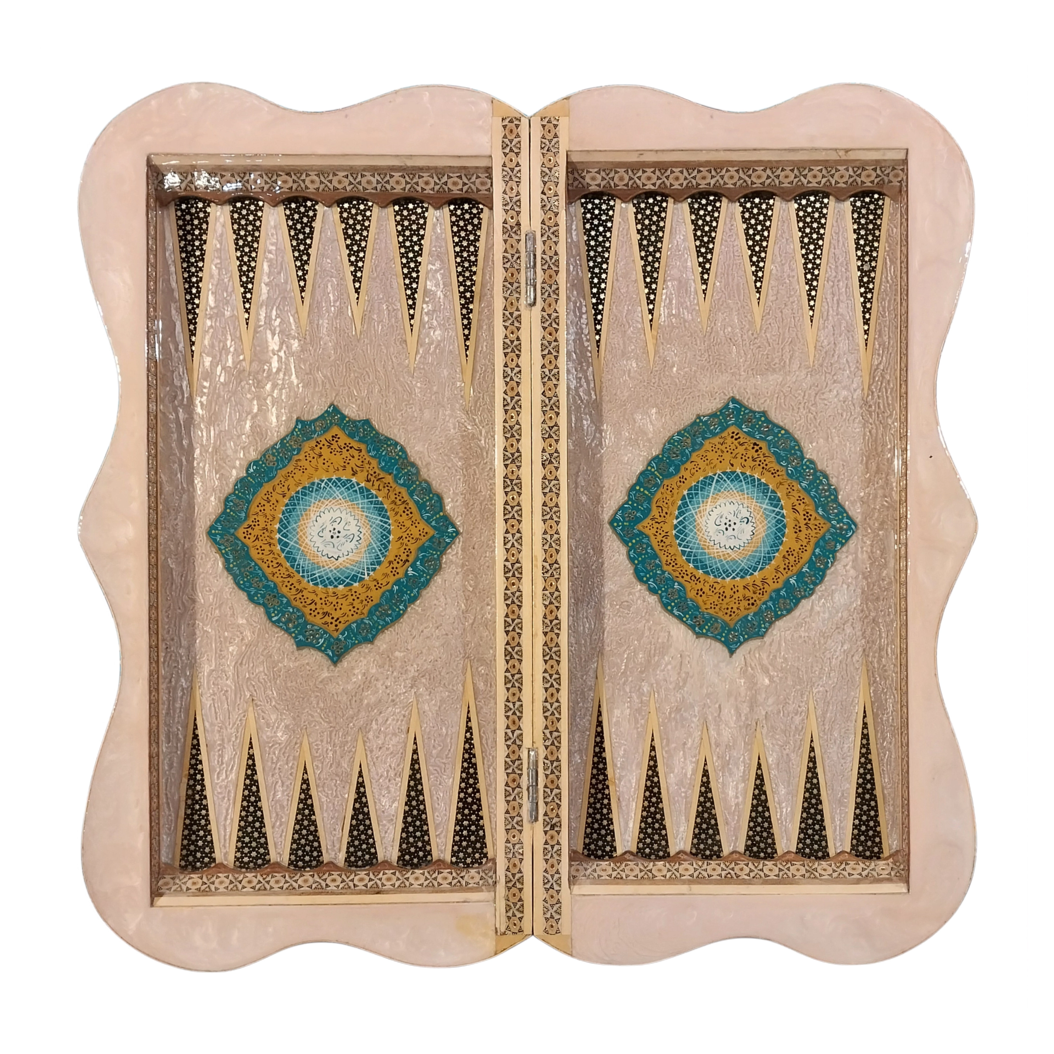 Handcrafted Khatam and Miniature Backgammon and Chess Set - 50x50 CM