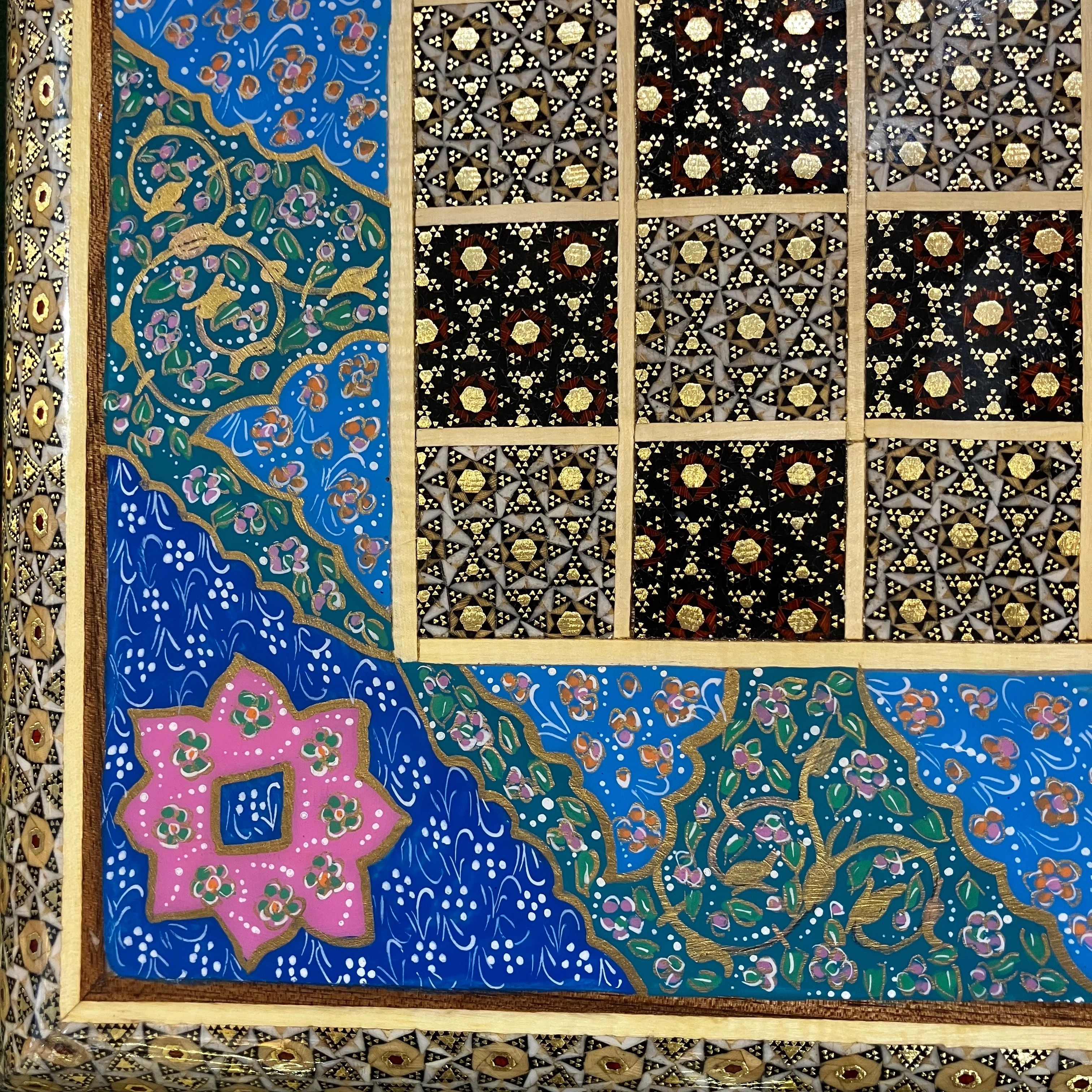 Handcrafted Khatam and Miniature Backgammon and Chess Set - 40x40 CM