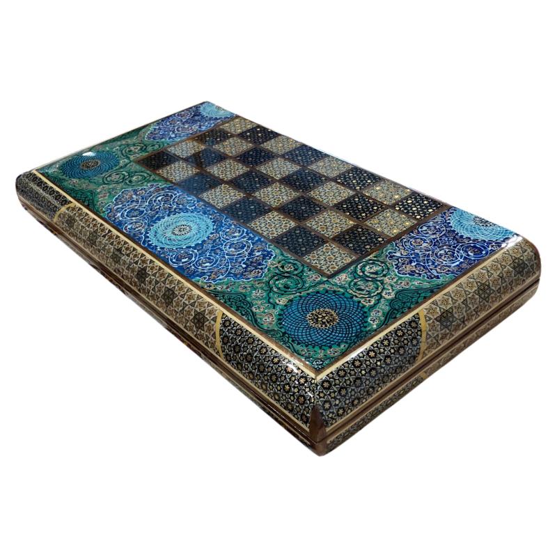 Handcrafted Khatam and Miniature Backgammon and Chess Set - 50x50 CM