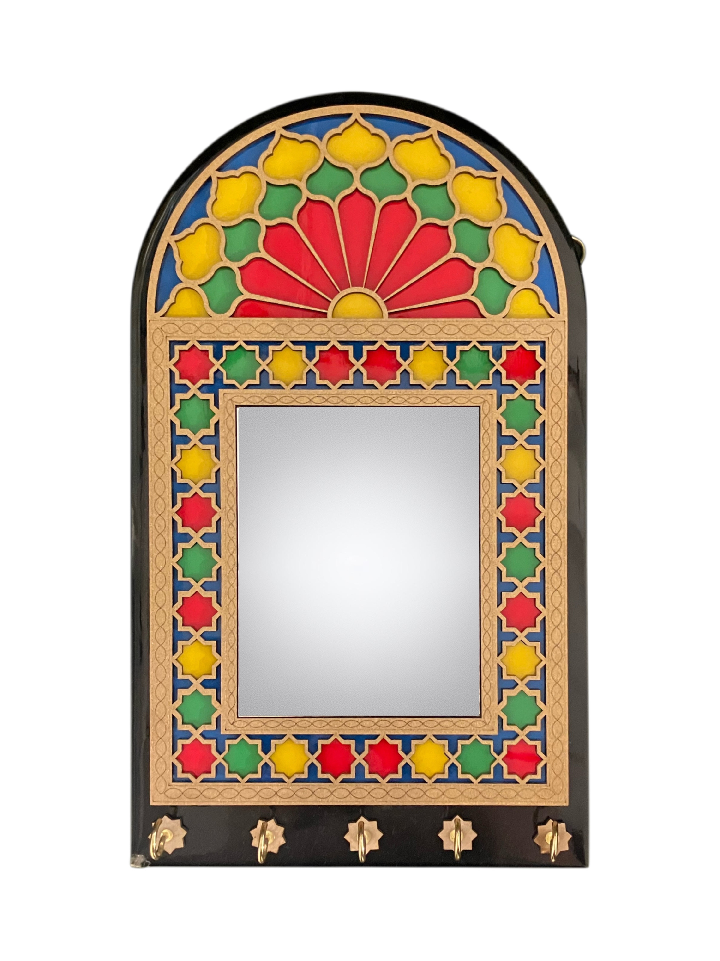 Handcrafted key hanger and mirror (18 x 30) cm