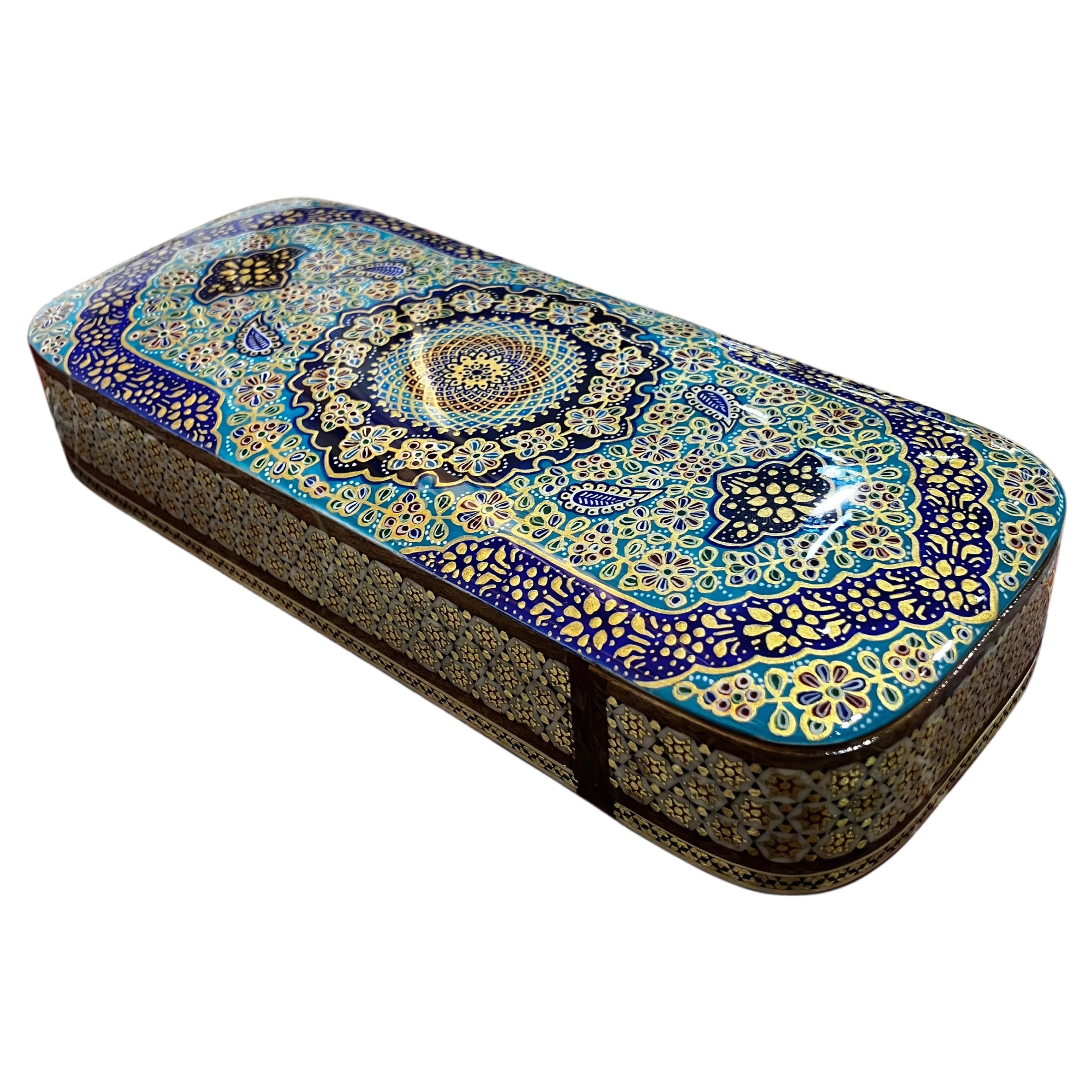 Khatam Fully Embroidered Pencil Case with Drawer 8 x 21 cm