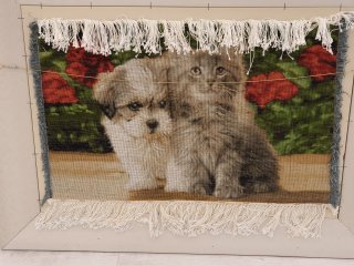 İran%20El%20Dokuması%20Tablo%20Halı%20(Kedi%20&%20Köpek)