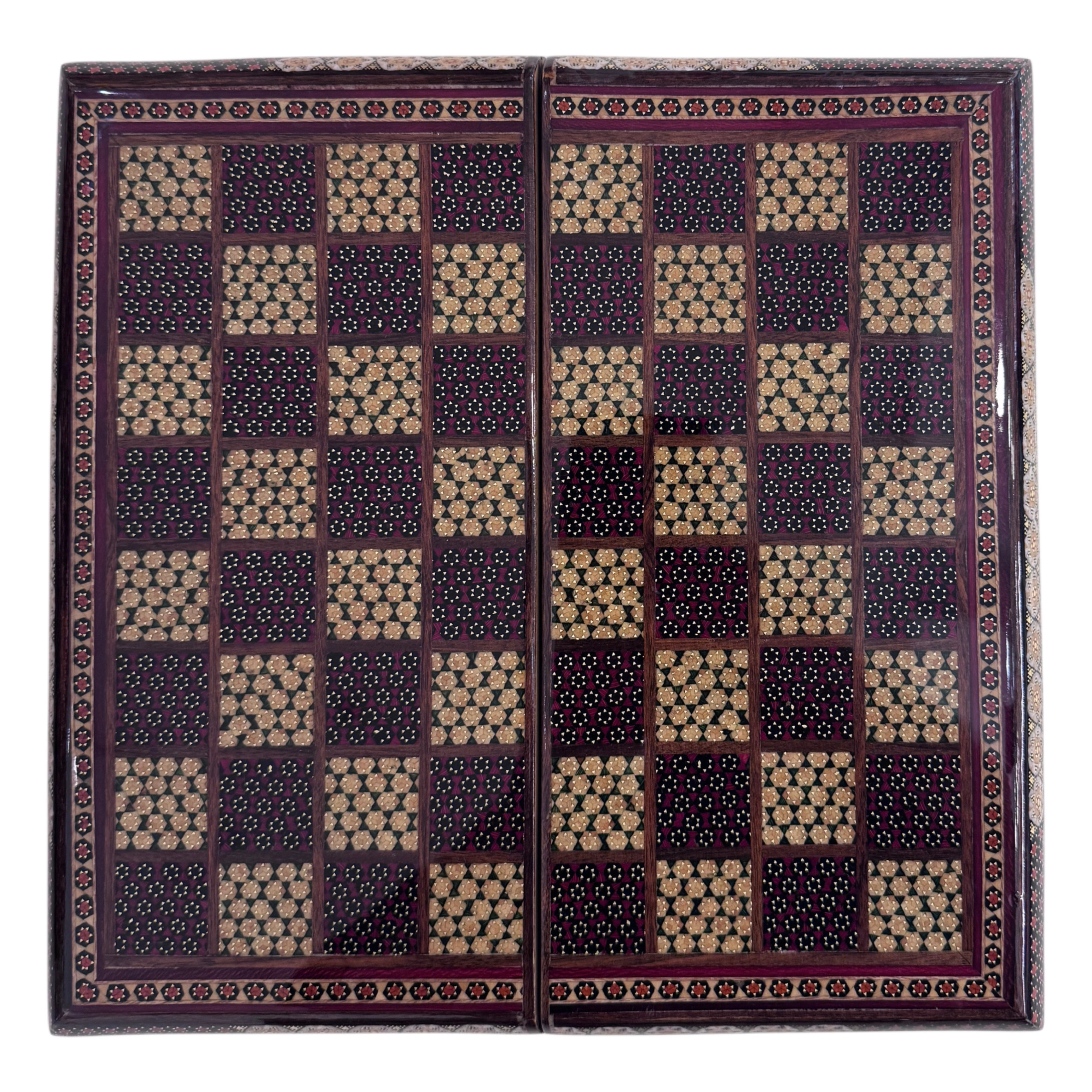 Handcrafted Khatam and Miniature Backgammon and Chess Set - 30x30 CM